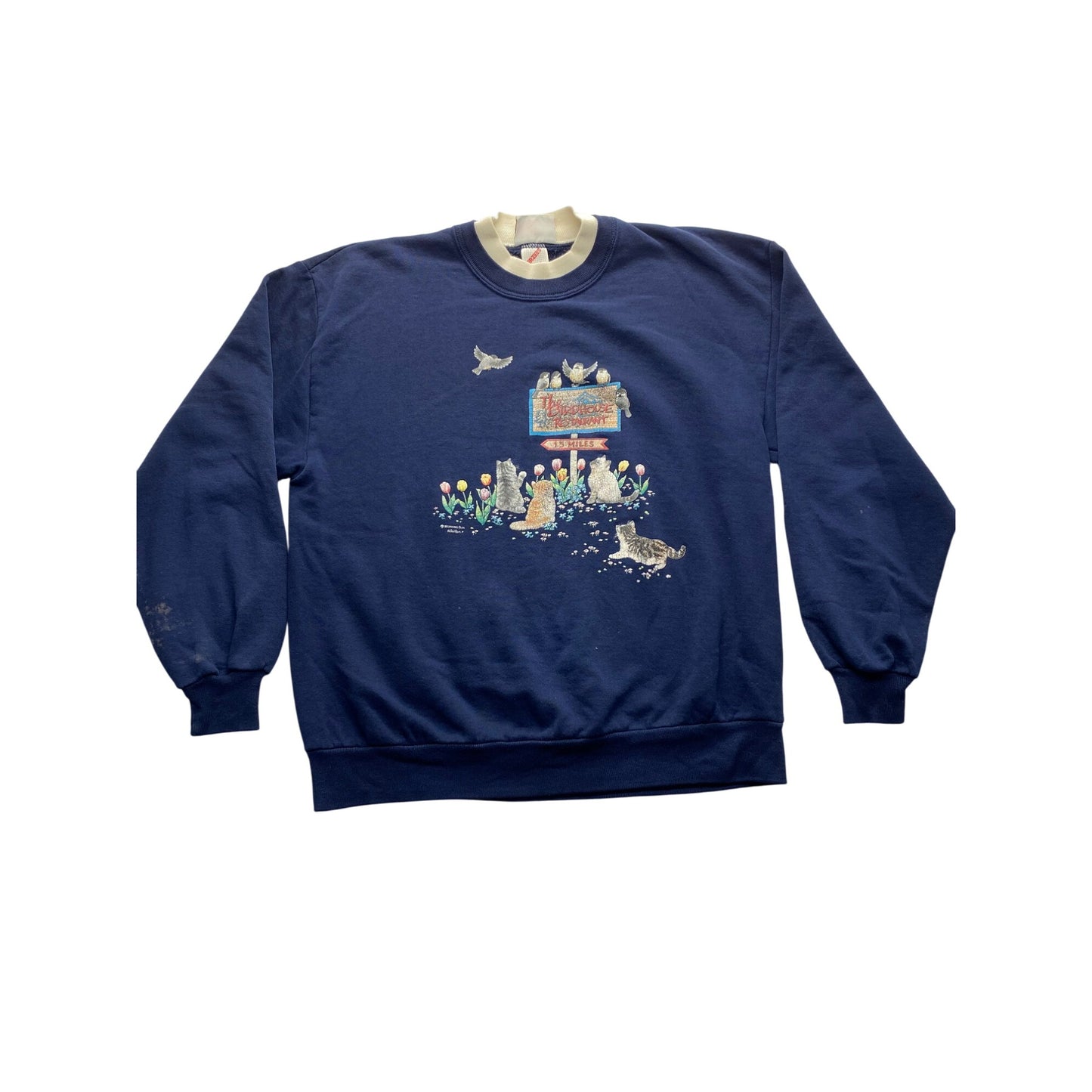 Vintage Morning Sun Cat & Birdhouse Sweatshirt #7167
