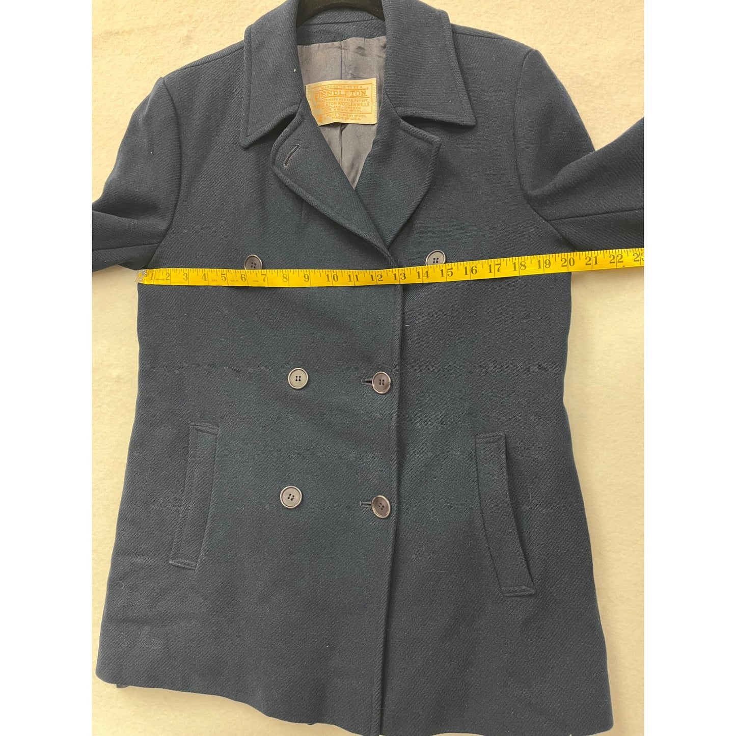 Vintage Pendleton Womens Navy Wool Peacoat Size 10 Double Breasted #6183