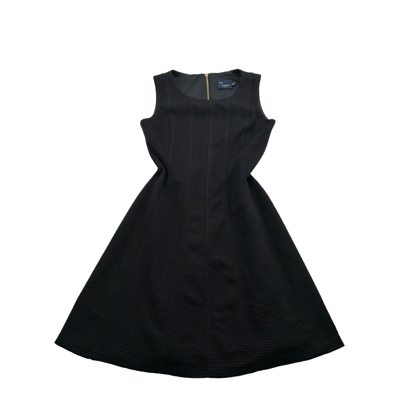 Black Sleeveless Fit & Flare Textured Dress By Just Taylor With Gold Back Zipper #6650