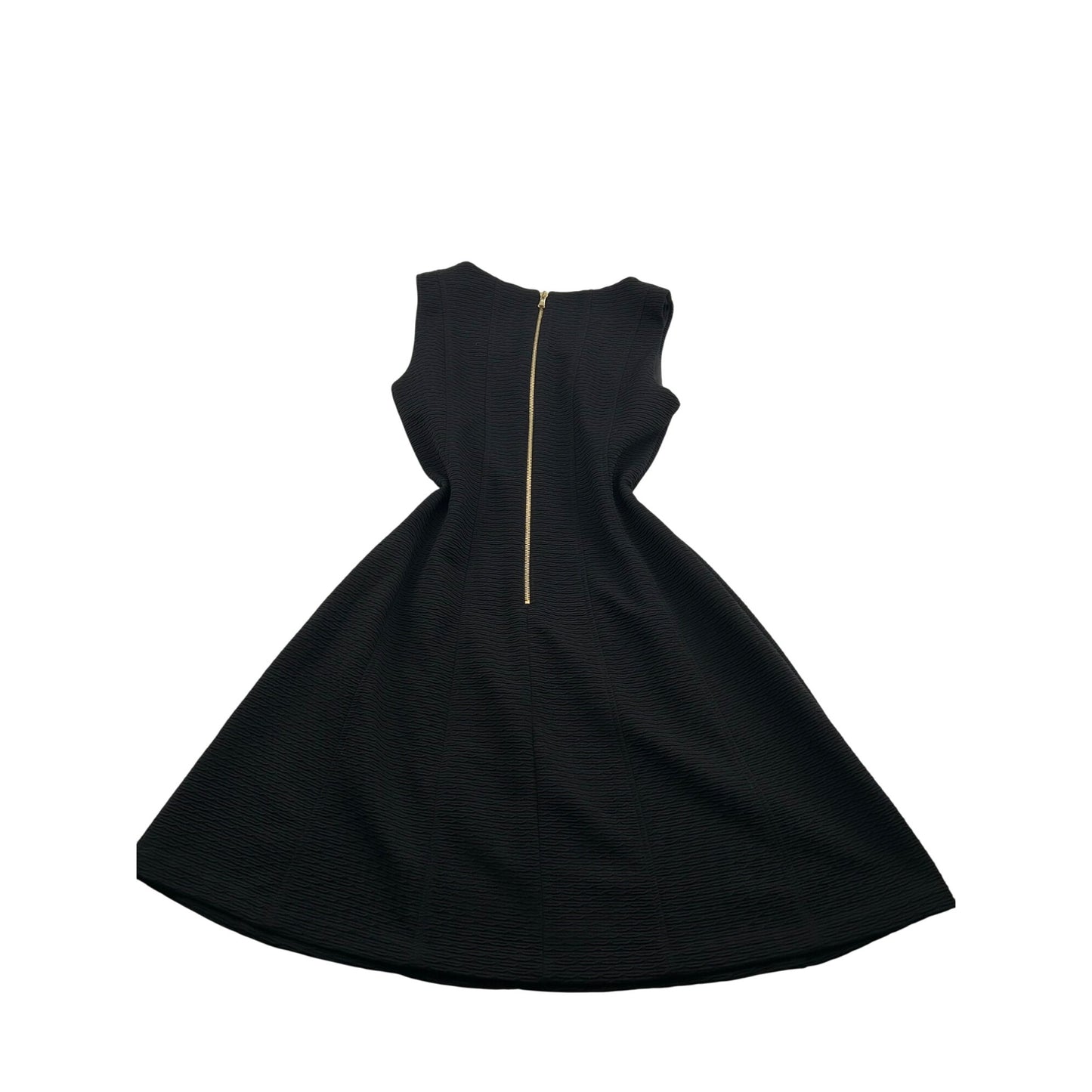 Black Sleeveless Fit & Flare Textured Dress By Just Taylor With Gold Back Zipper #6650
