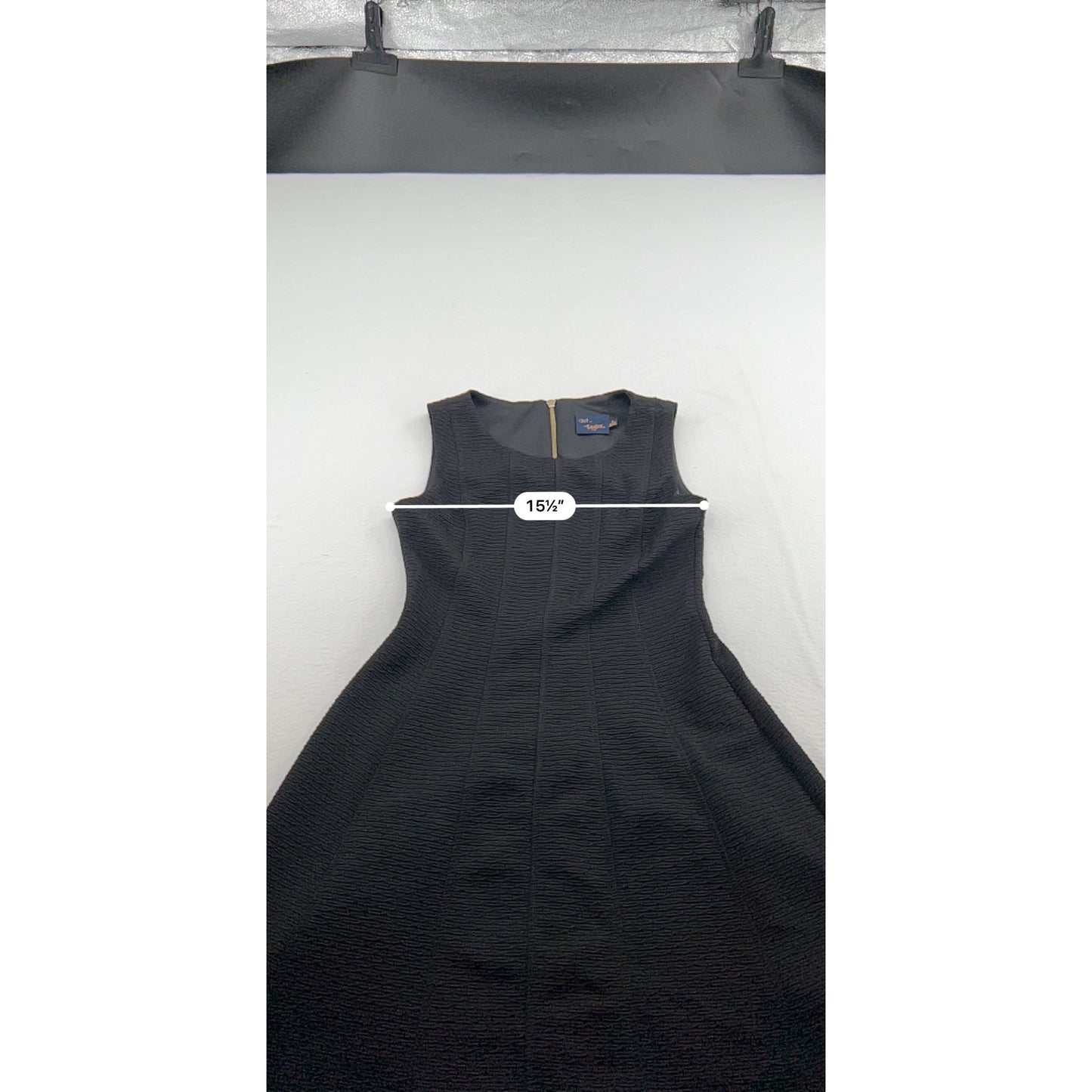 Black Sleeveless Fit & Flare Textured Dress By Just Taylor With Gold Back Zipper #6650
