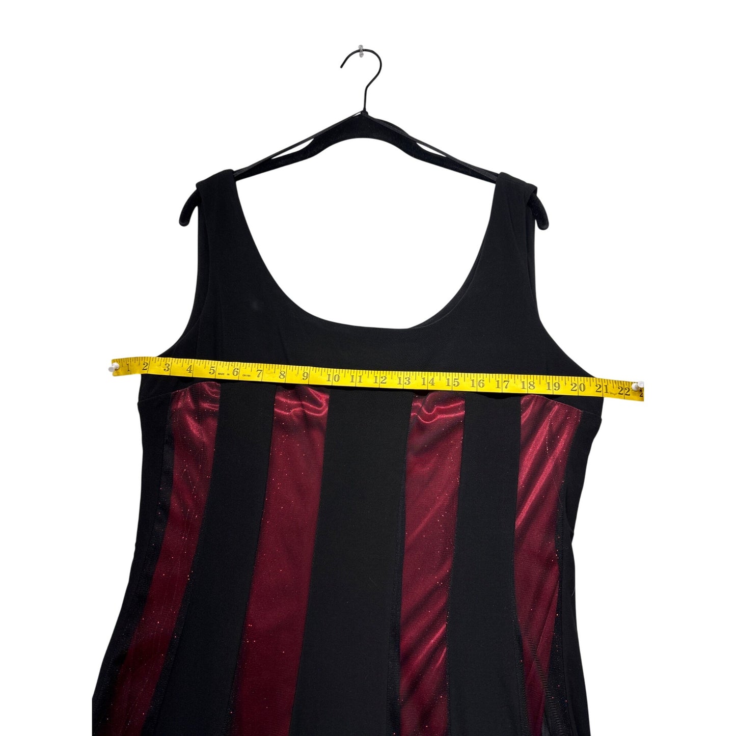 R&M Richards Plus Size 16 Black & Red Striped Sleeveless Dress #6378
