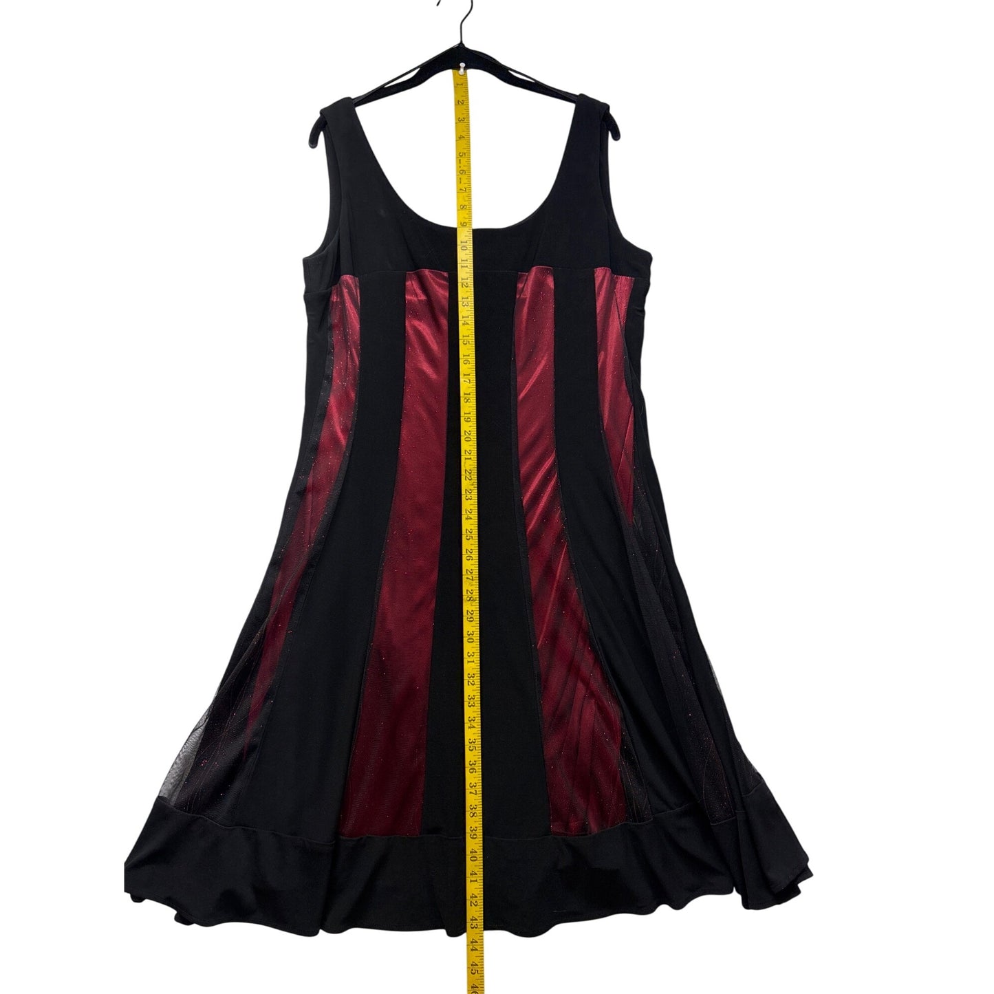 R&M Richards Plus Size 16 Black & Red Striped Sleeveless Dress #6378
