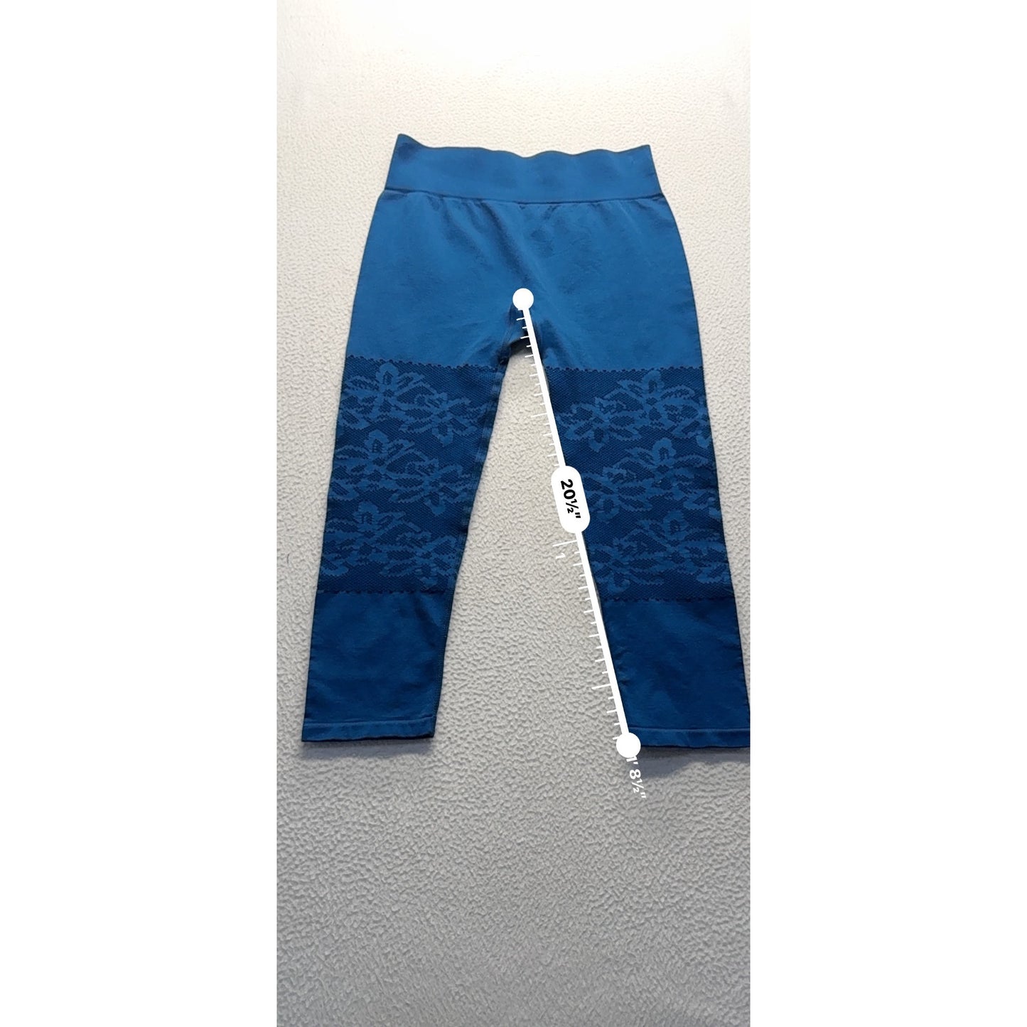 Fabletics Blue High-Waisted Leggings With Floral Lace Design #9185