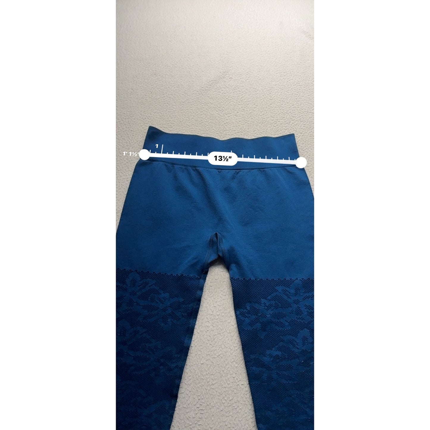 Fabletics Blue High-Waisted Leggings With Floral Lace Design #9185