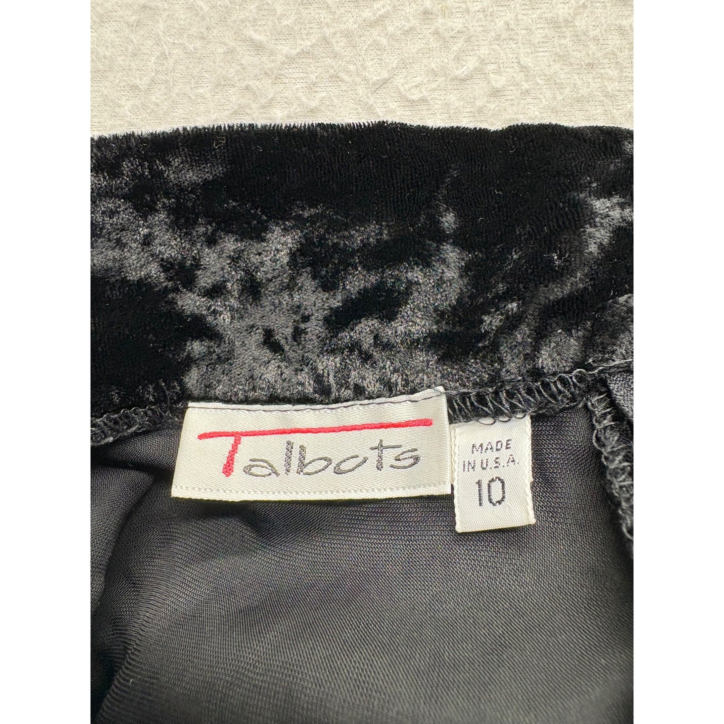 Vintage Talbots Black Crushed Velvet Maxi Skirt #7541