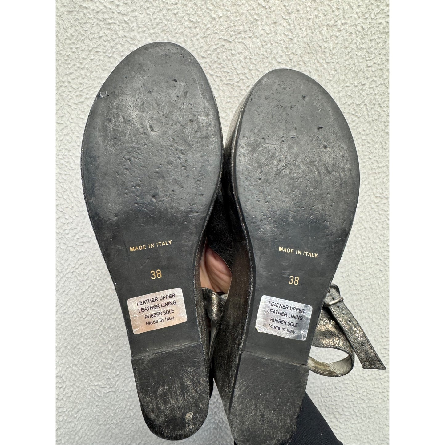 Sesto Meucci Metallic Leather Platform Sandals #9010