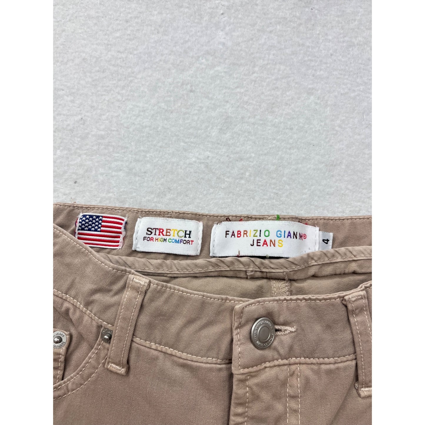 Fabrizio Gianni Womens Beige Straight Leg Stretch Jeans Size 4 #6726