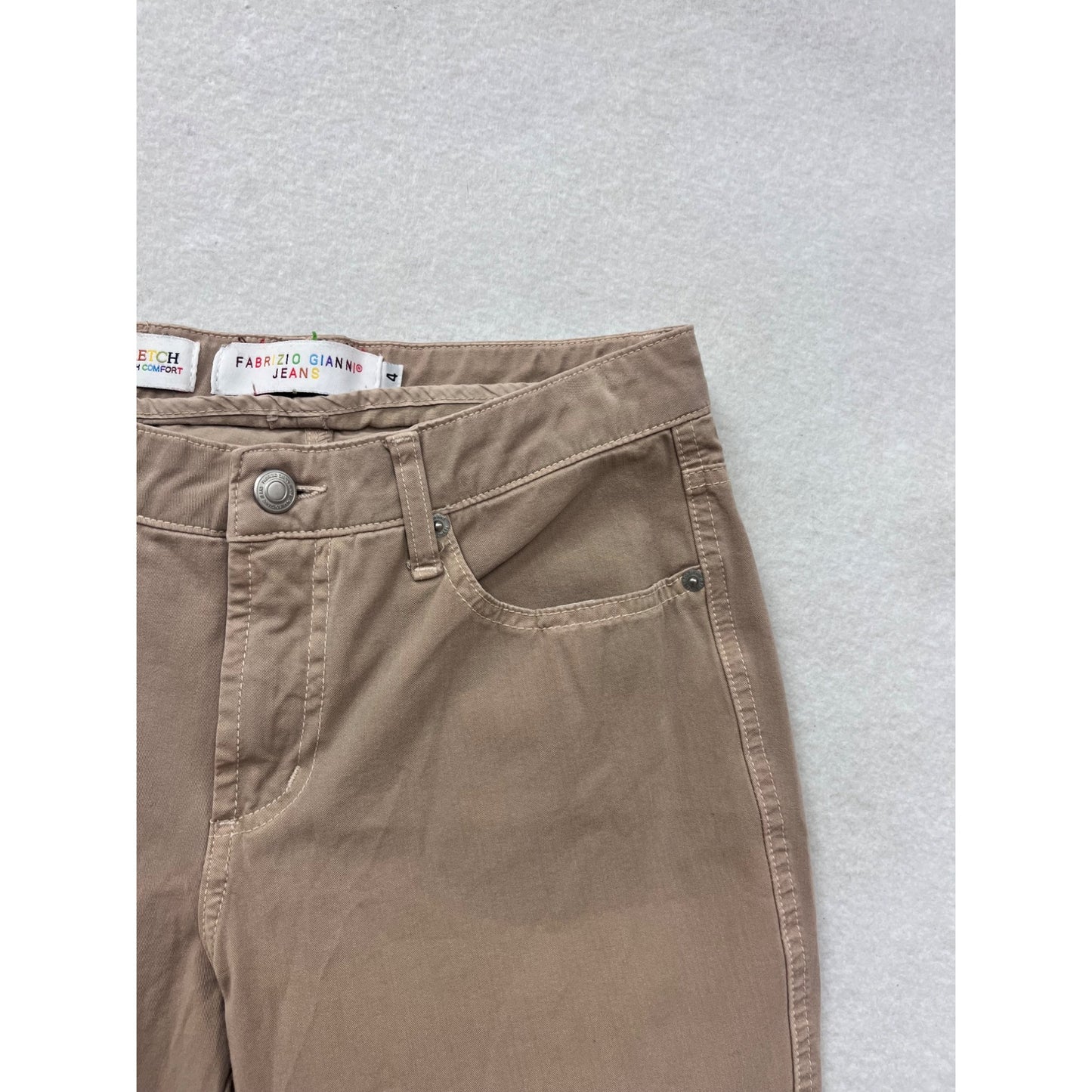 Fabrizio Gianni Womens Beige Straight Leg Stretch Jeans Size 4 #6726
