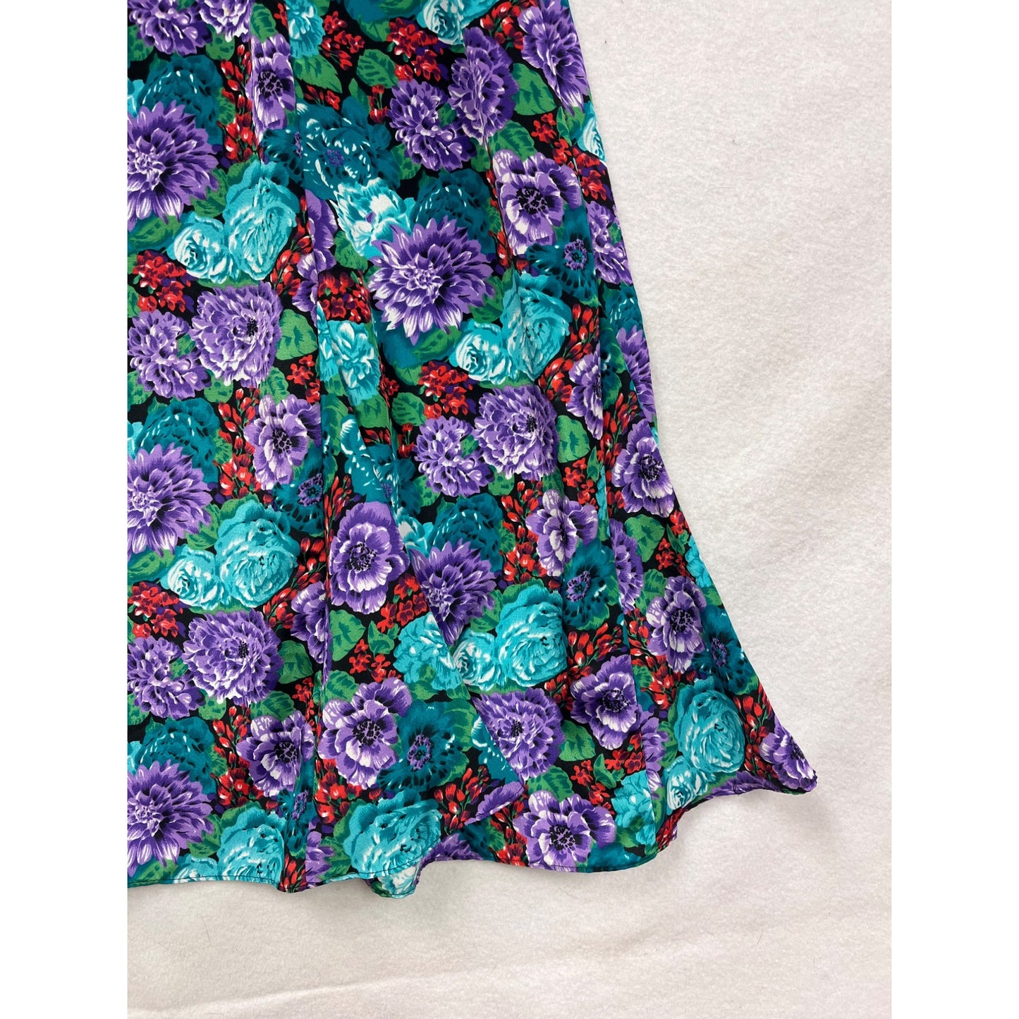 Vintage Medium 80s Starlo Floral Dress With Crochet Lace Collar & Long Sleeves #8017