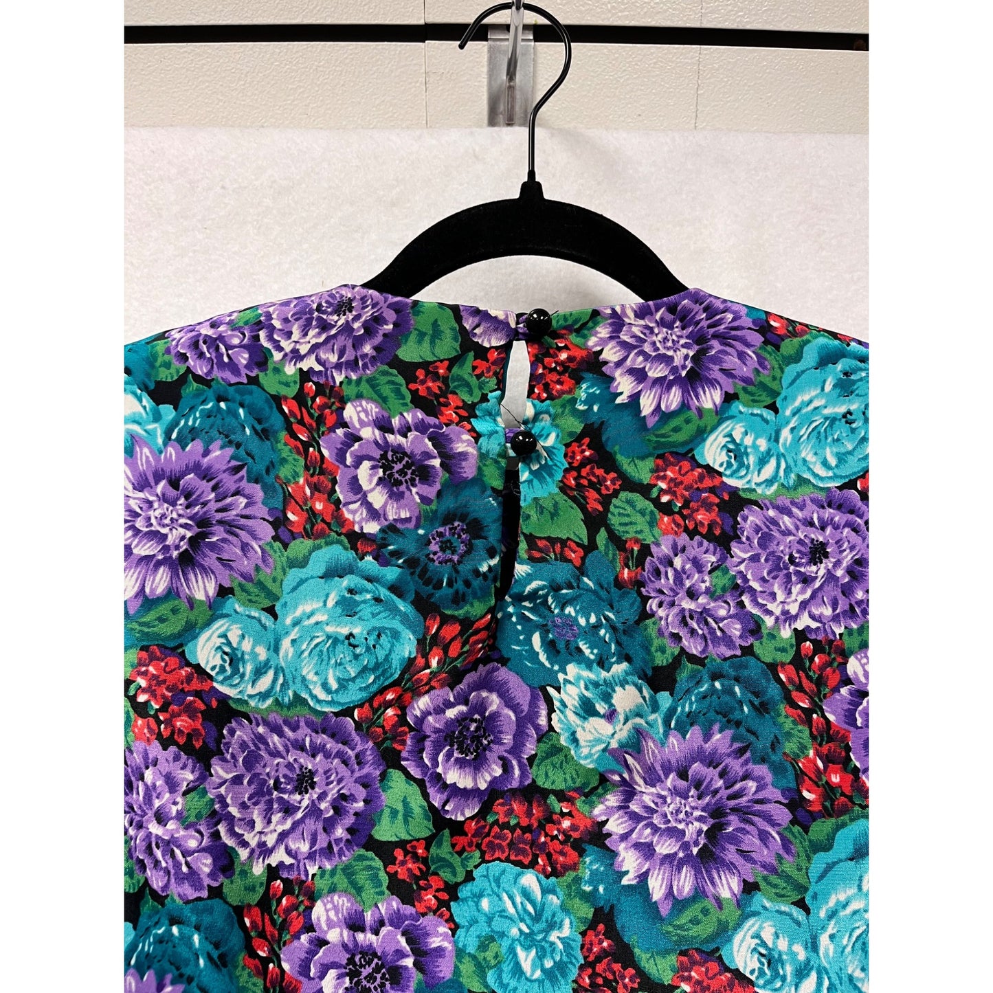 Vintage Medium 80s Starlo Floral Dress With Crochet Lace Collar & Long Sleeves #8017