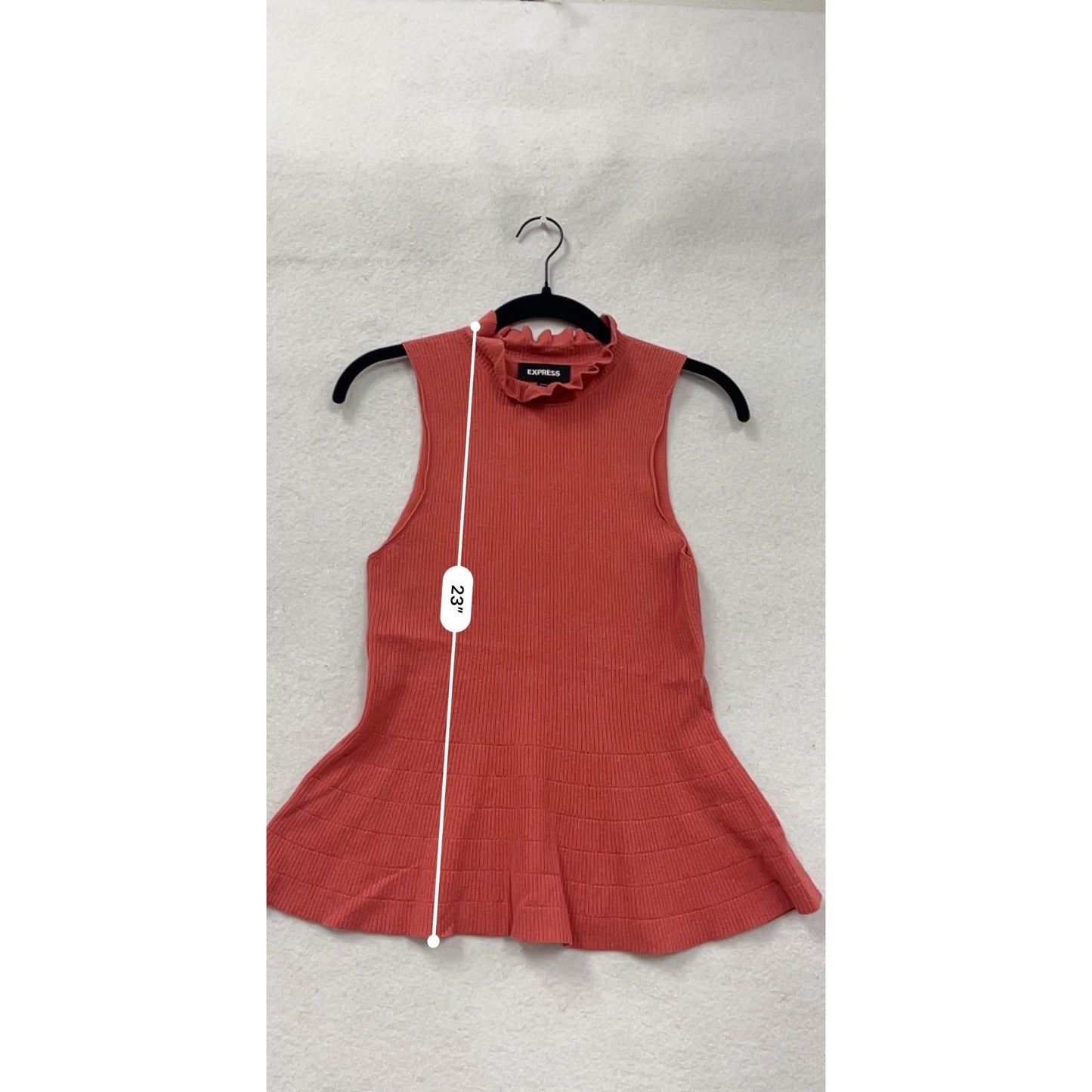 Sleeveless Red Peplum Sweater Top With Ruffle Mock Neck #6627