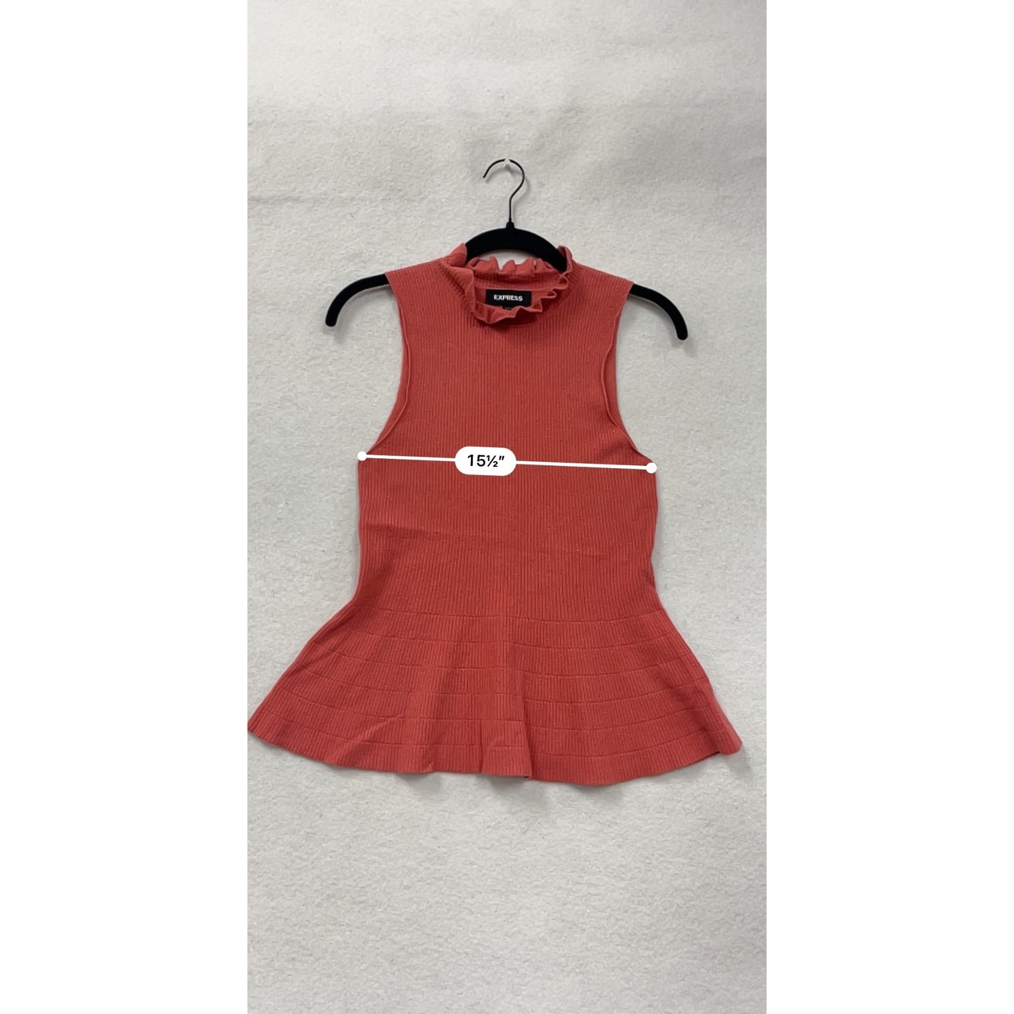 Sleeveless Red Peplum Sweater Top With Ruffle Mock Neck #6627