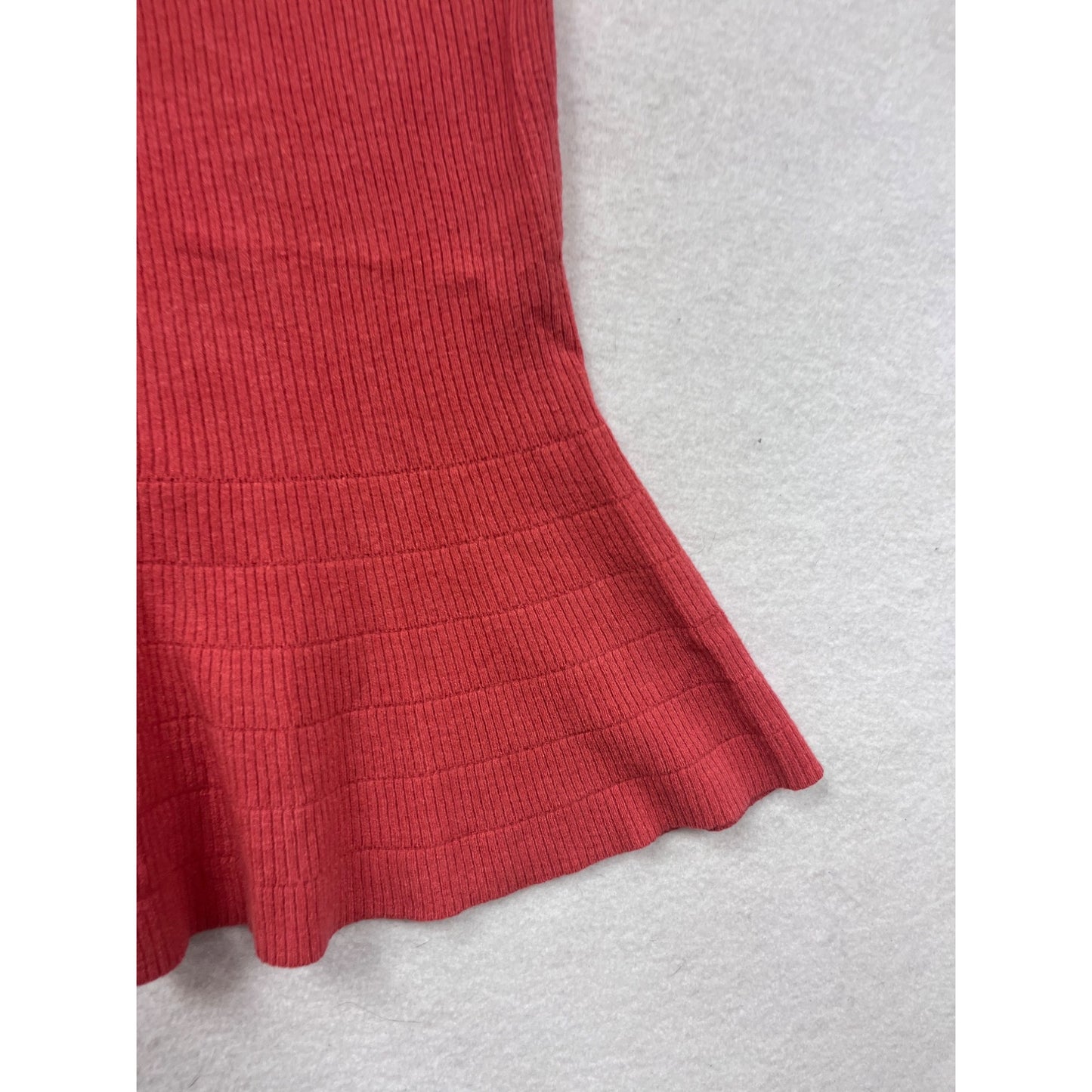 Sleeveless Red Peplum Sweater Top With Ruffle Mock Neck #6627