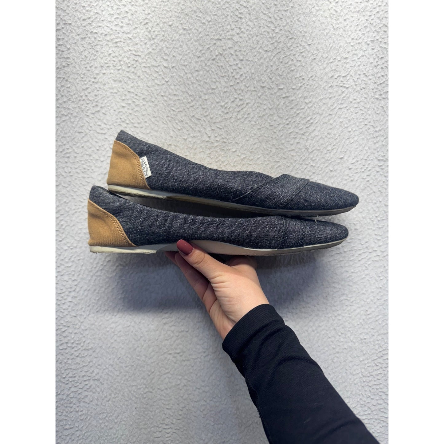 Keen Canvas Ballet Flats Size 10 Denim & Tan #9015