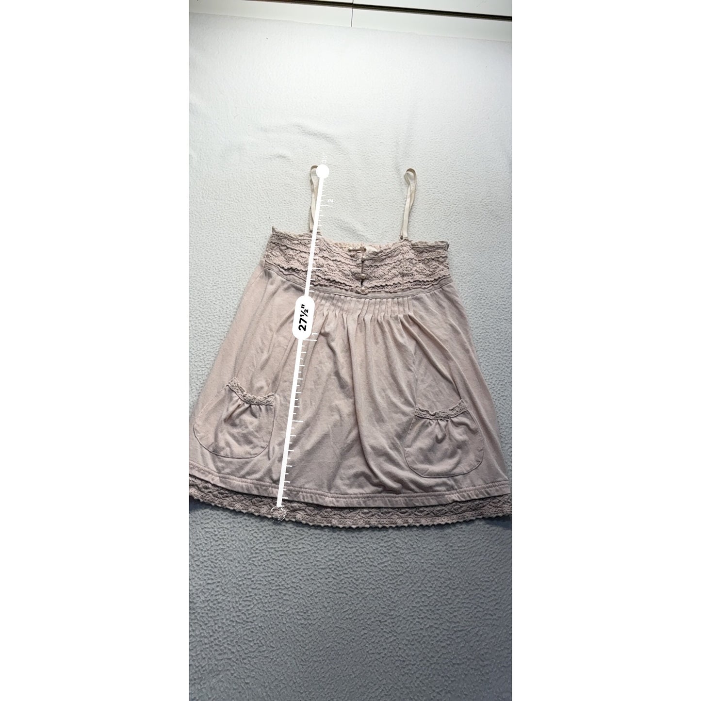 Pink Lace Trim Sleeveless Tank W/ Pockets size L #7757