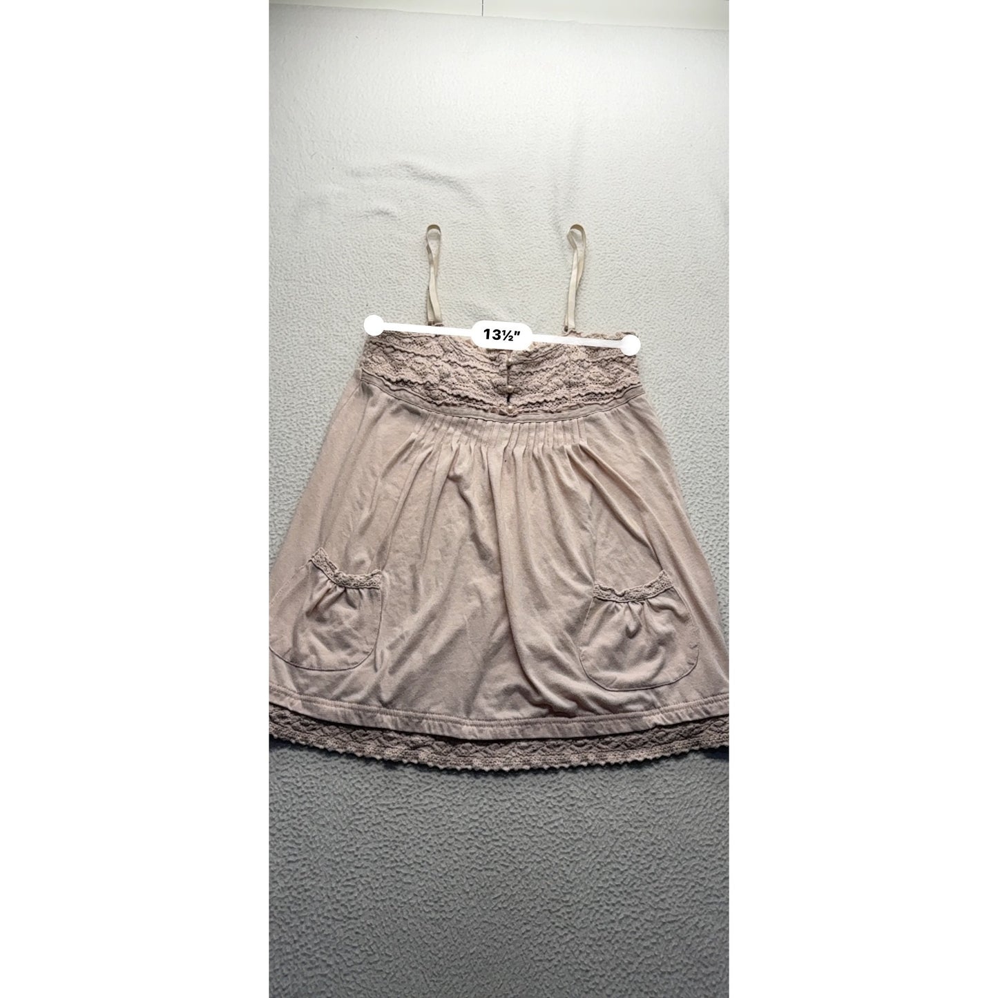 Pink Lace Trim Sleeveless Tank W/ Pockets size L #7757