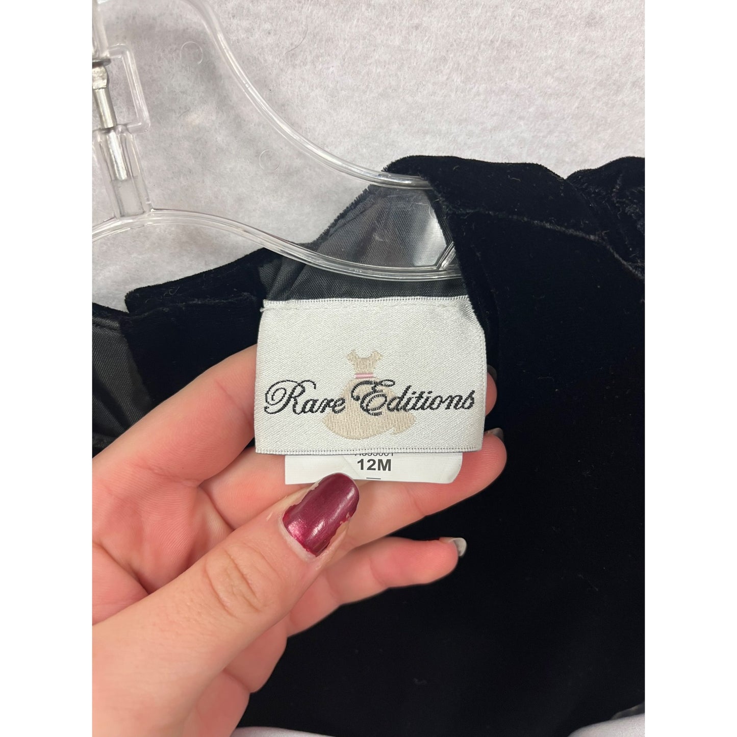 Rare Editions Baby Girl Black & Silver Dress With Velvet Bodice & Bow #6252