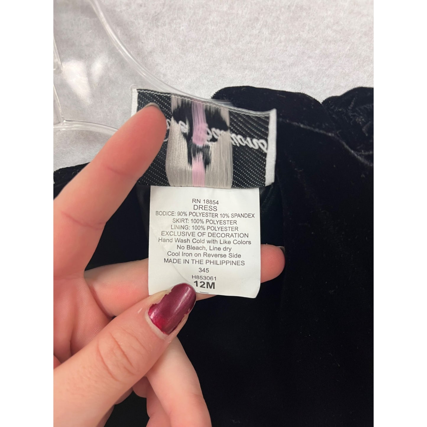 Rare Editions Baby Girl Black & Silver Dress With Velvet Bodice & Bow #6252