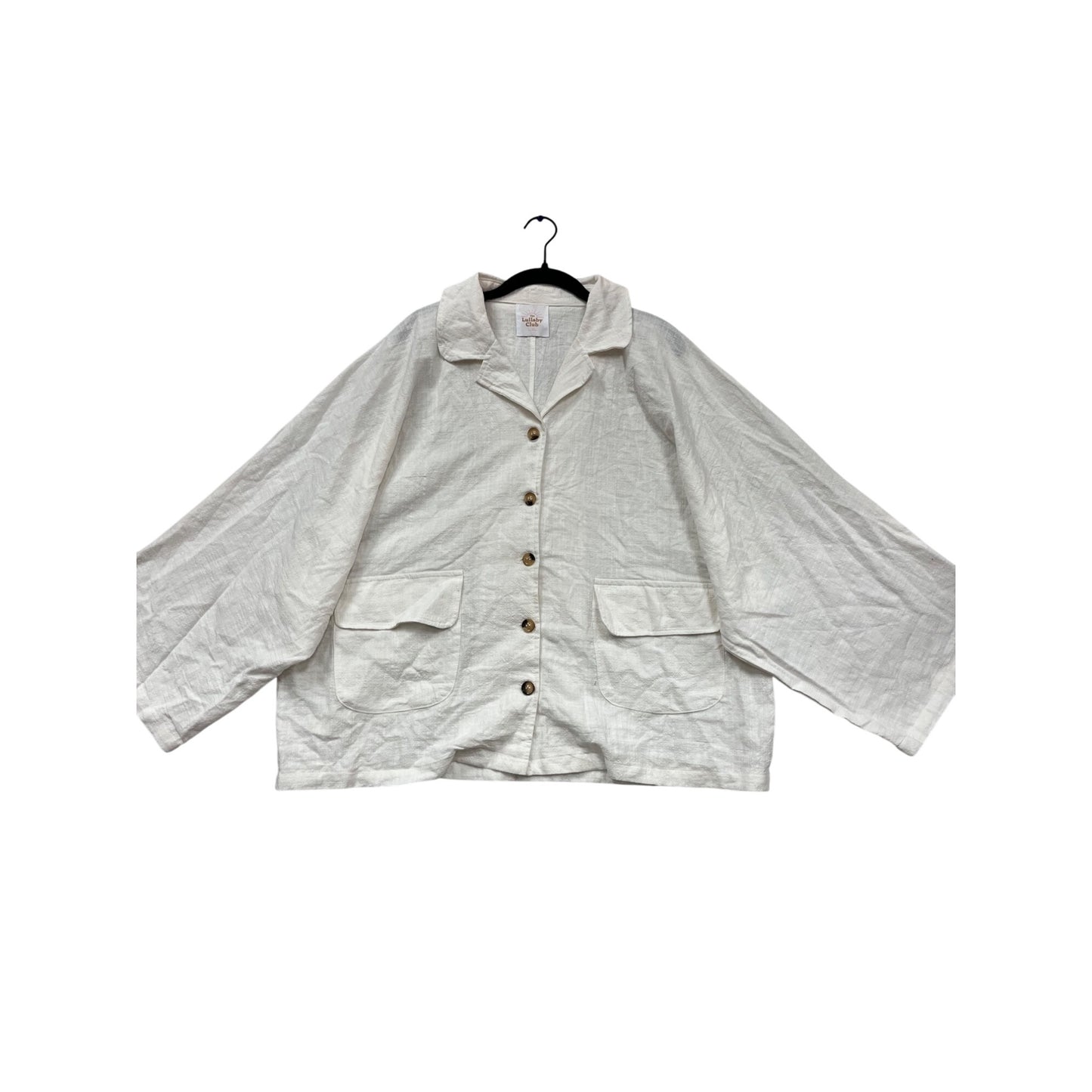 The Lullaby Club L/XL White Textured Button-Up Jacket #899A