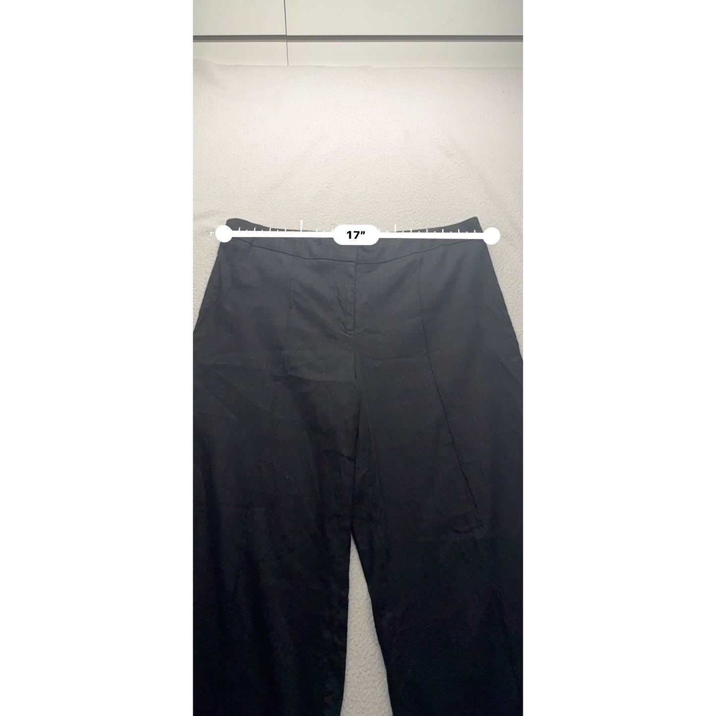 Alfani Black Wide Leg Linen Blend Pants Size 10 Made In Indonesia #9266
