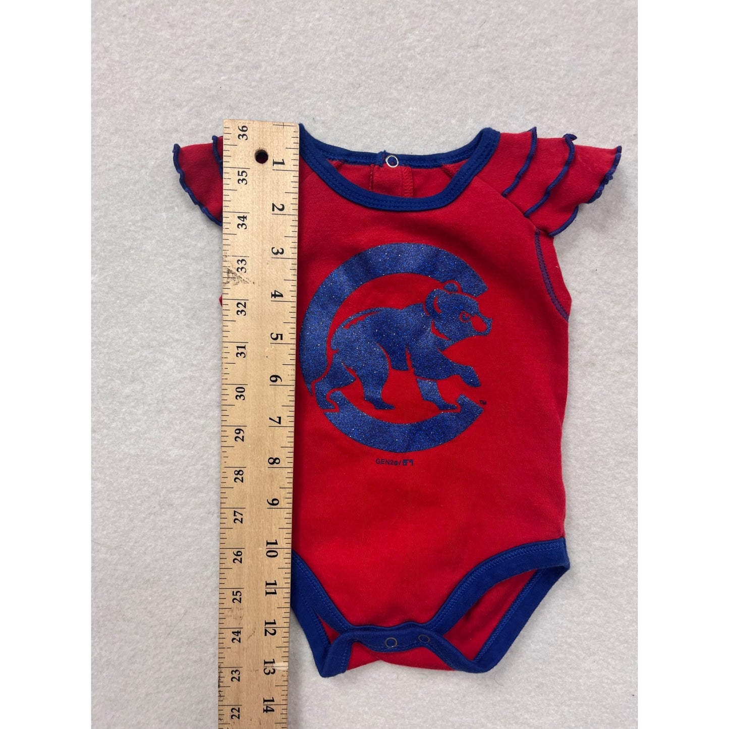 Chicago Cubs Baby Bodysuit 0/3M with Red & Blue Flutter Sleeve #6506