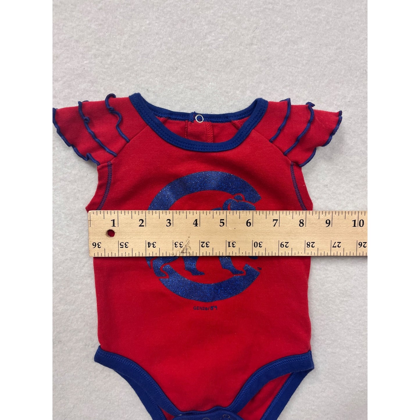 Chicago Cubs Baby Bodysuit 0/3M with Red & Blue Flutter Sleeve #6506
