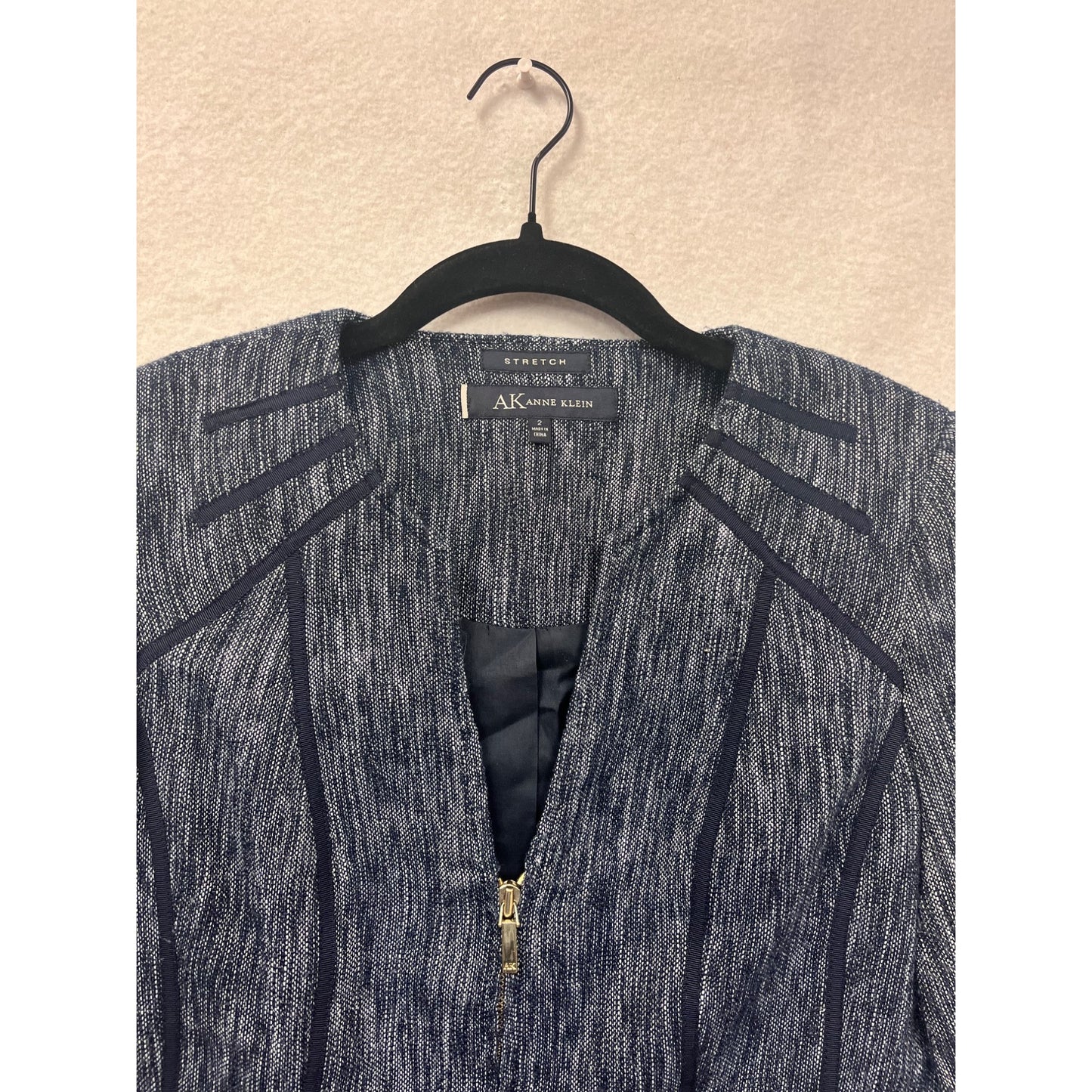 Anne Klein Womens Size 2 Stretch Blazer With Zipper Front #6682