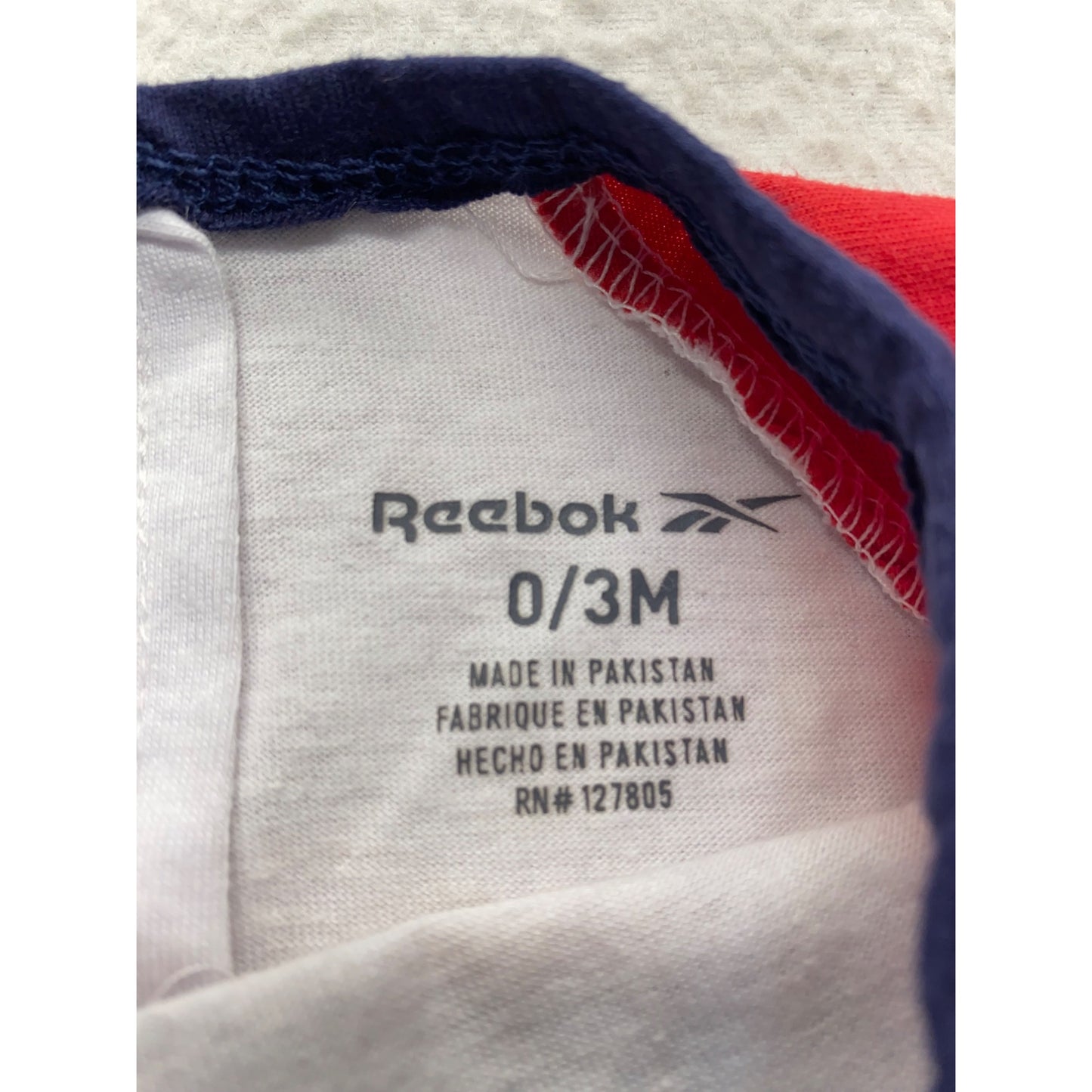 Reebok Baby Romper 0/3M Cotton & Polyester Long Sleeve #7162