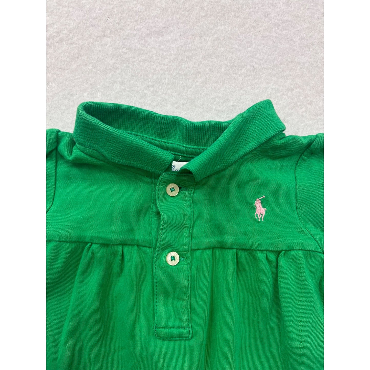 6M Ralph Lauren Green Long Sleeve Baby Bodysuit #6564
