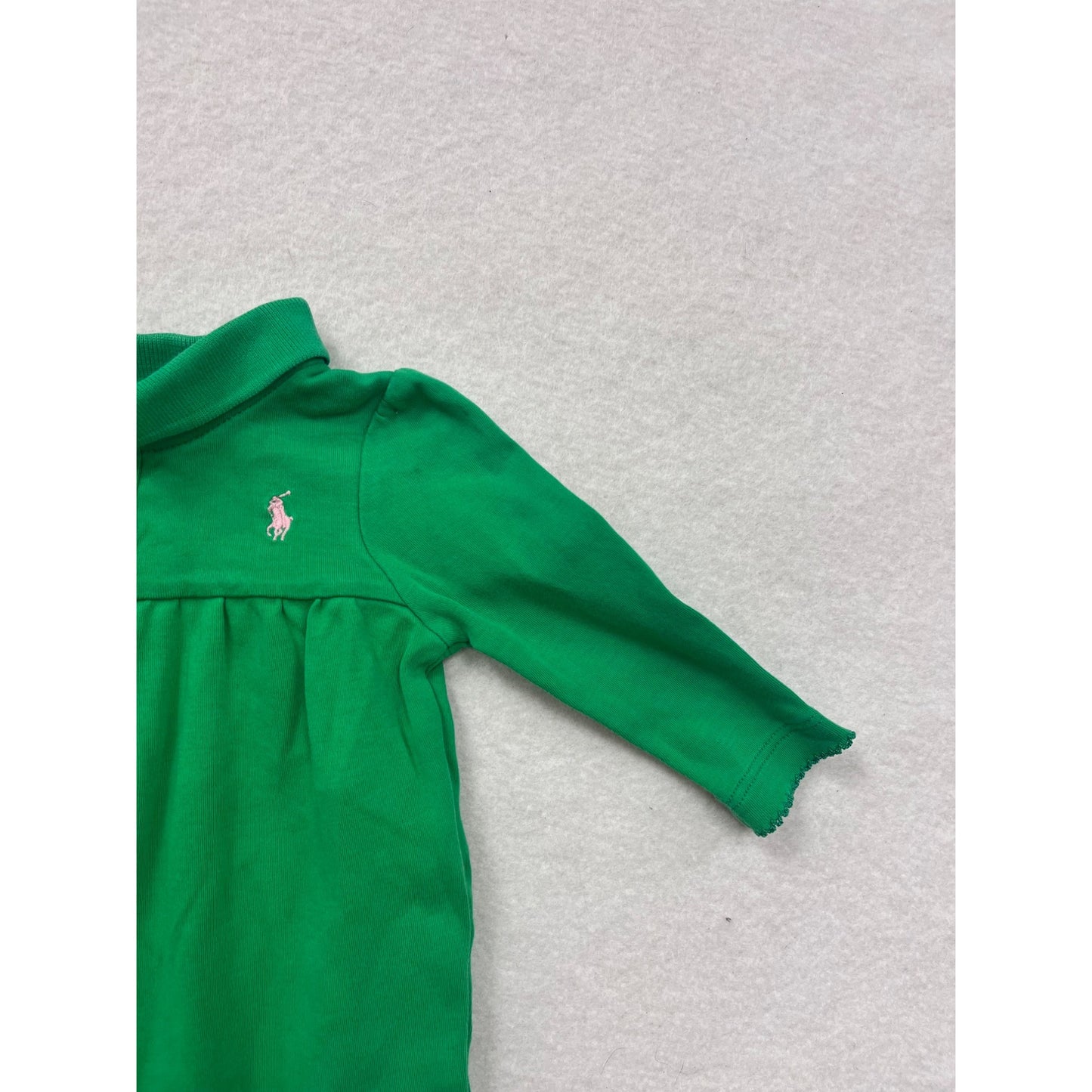 6M Ralph Lauren Green Long Sleeve Baby Bodysuit #6564