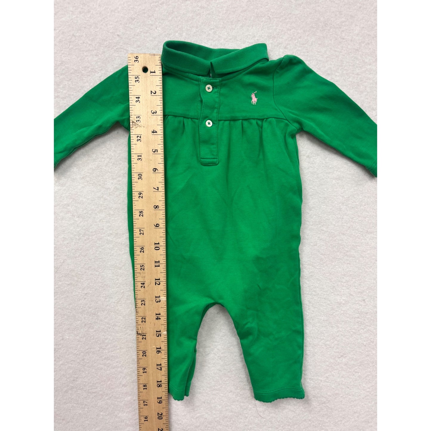 6M Ralph Lauren Green Long Sleeve Baby Bodysuit #6564
