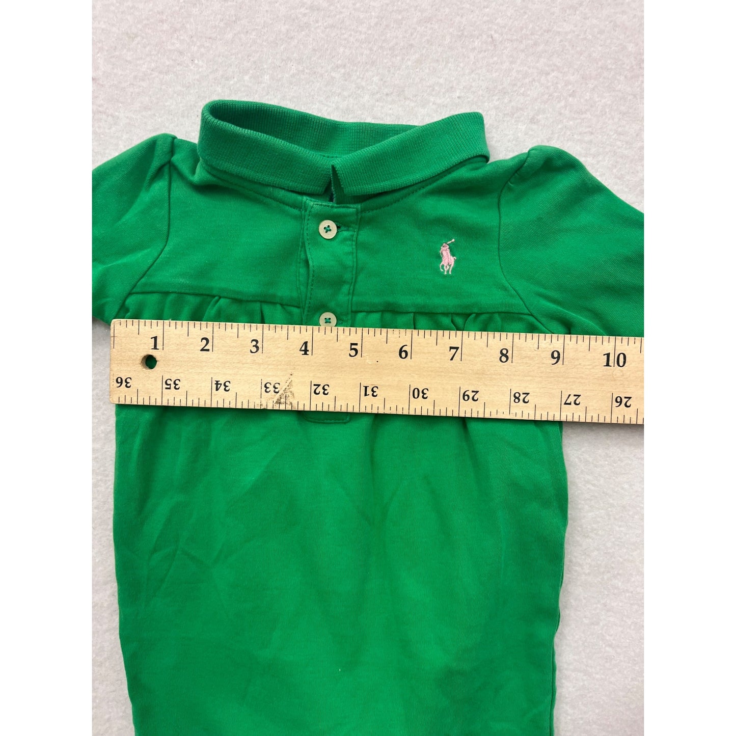 6M Ralph Lauren Green Long Sleeve Baby Bodysuit #6564