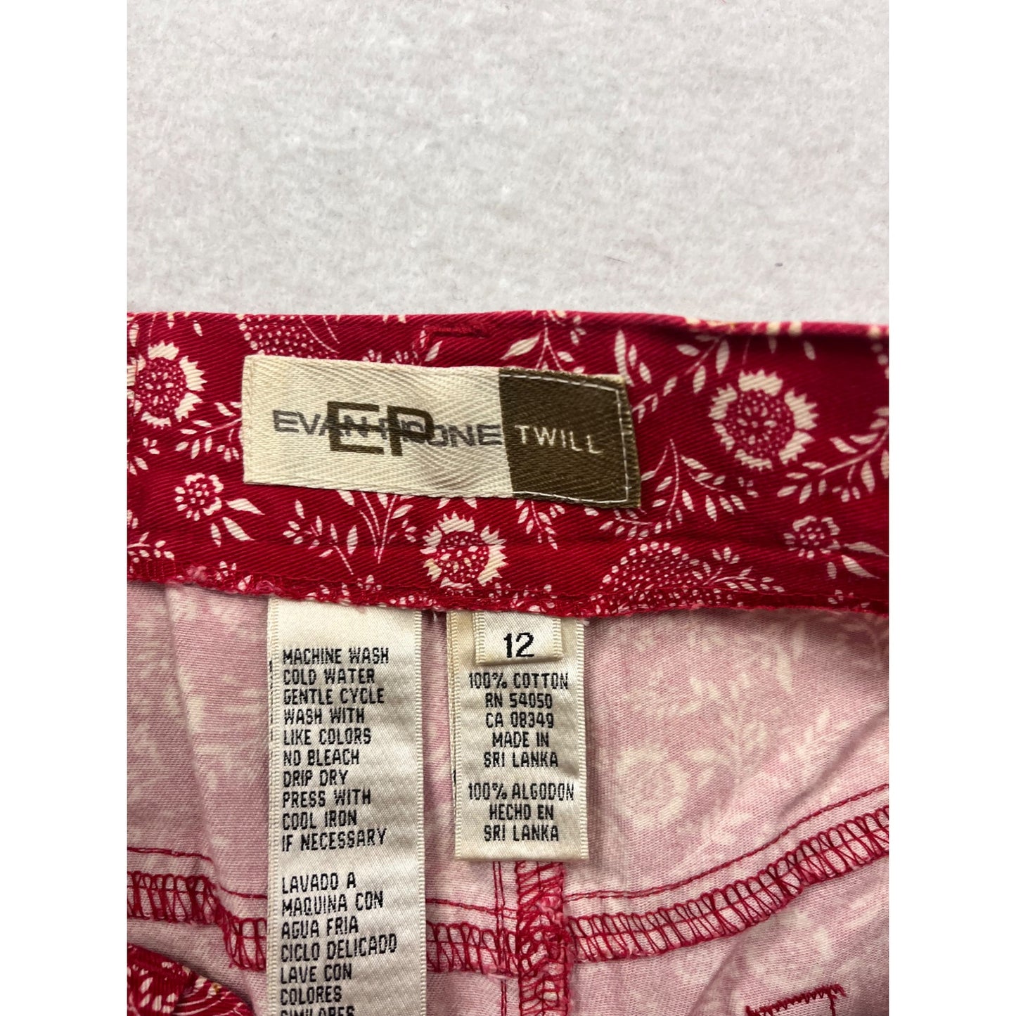 Everyone Twill Womens Floral Crop Pants Size 12 #259A