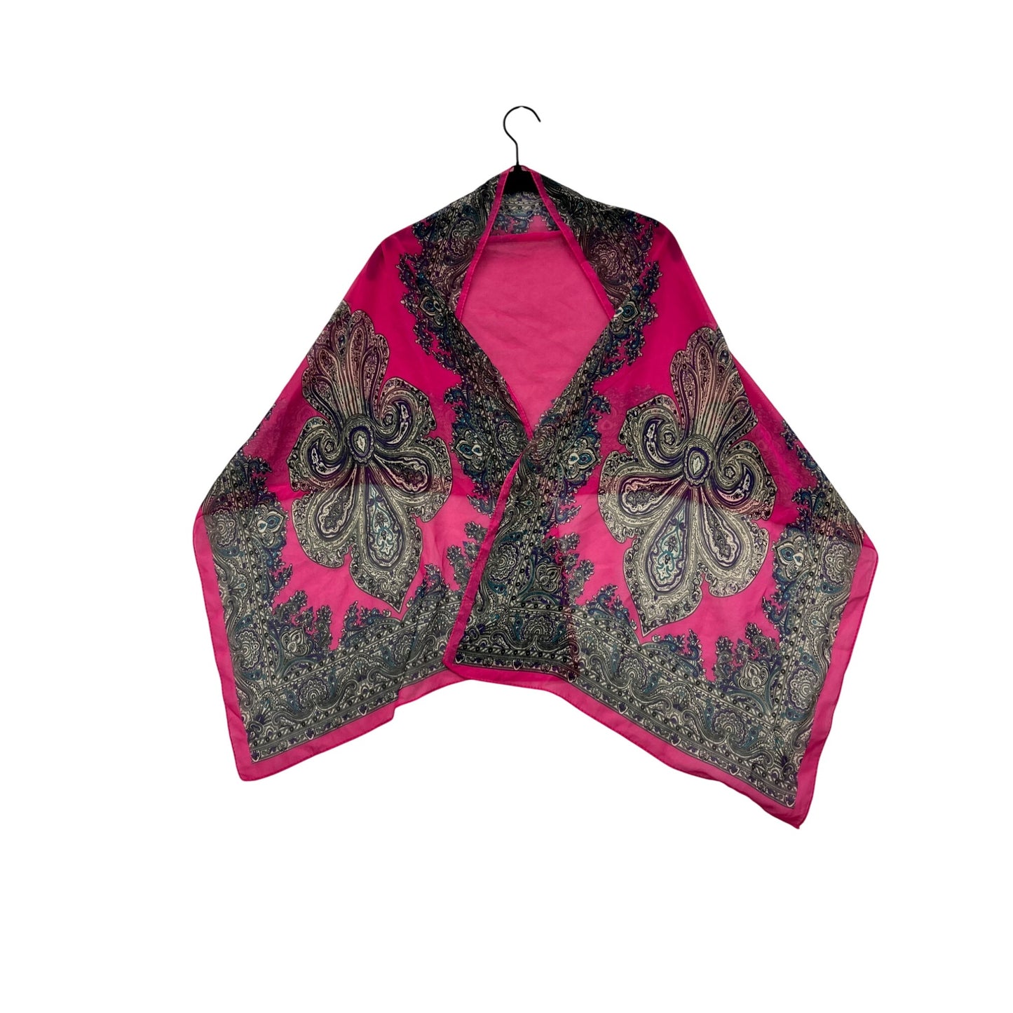 Womens Paisley Print Pink & Gold Lightweight Silky Scarf #8073