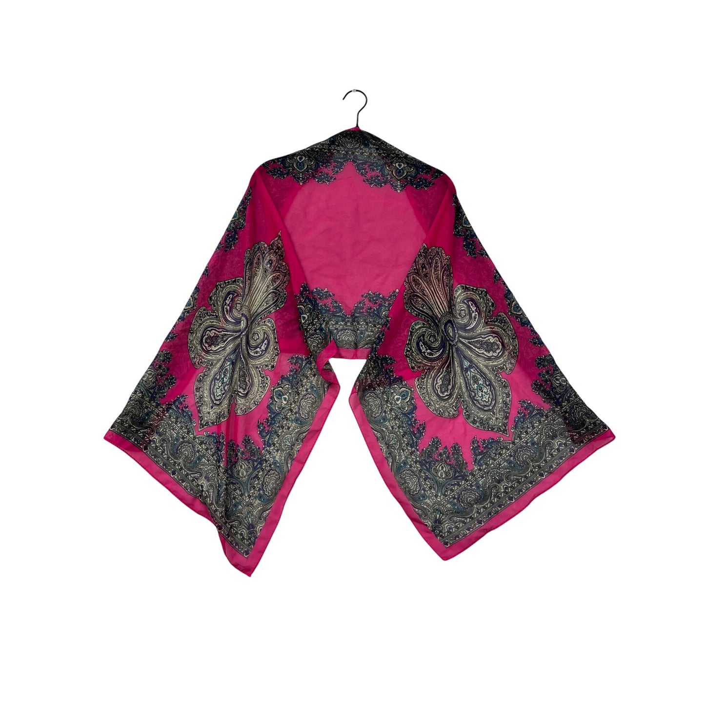 Womens Paisley Print Pink & Gold Lightweight Silky Scarf #8073
