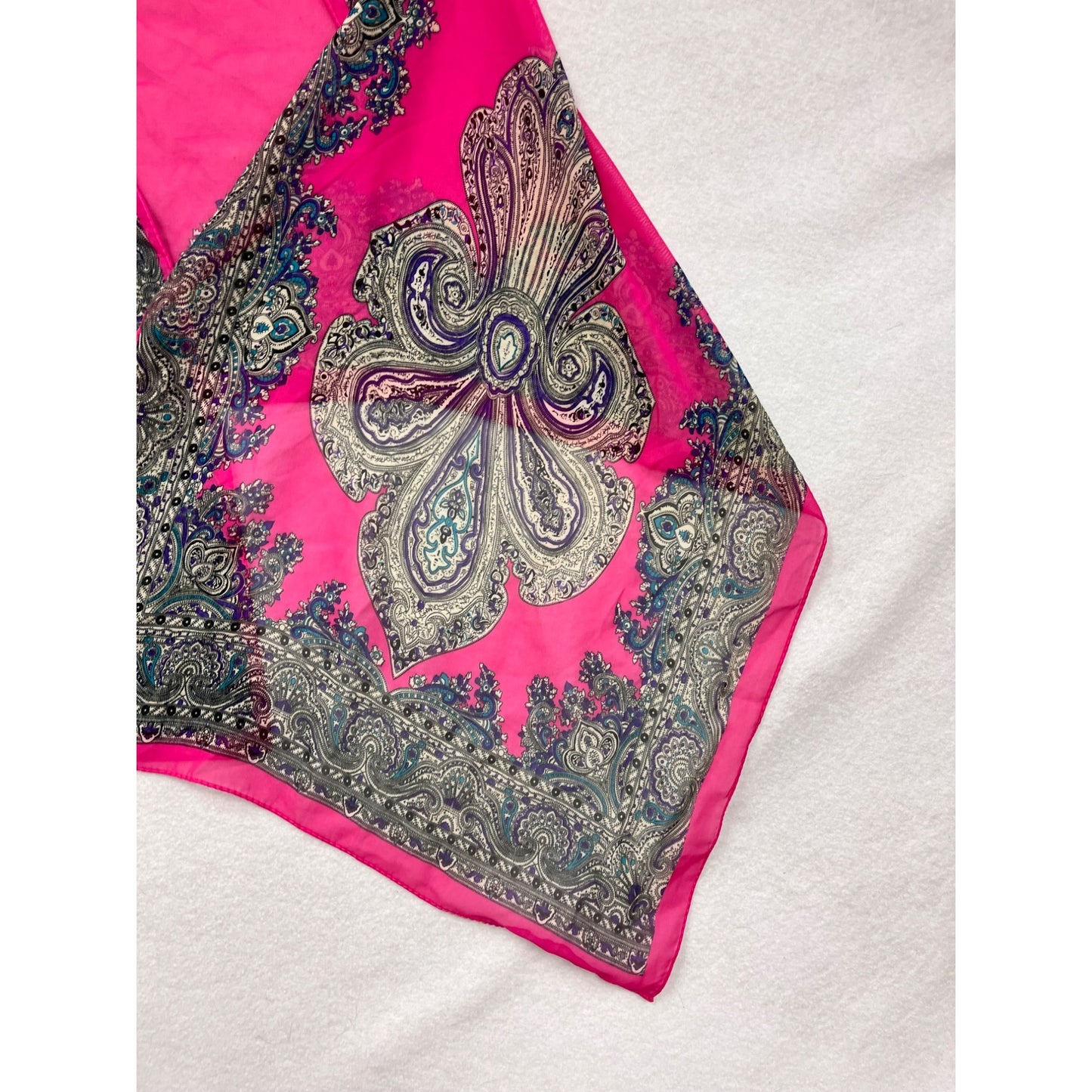 Womens Paisley Print Pink & Gold Lightweight Silky Scarf #8073