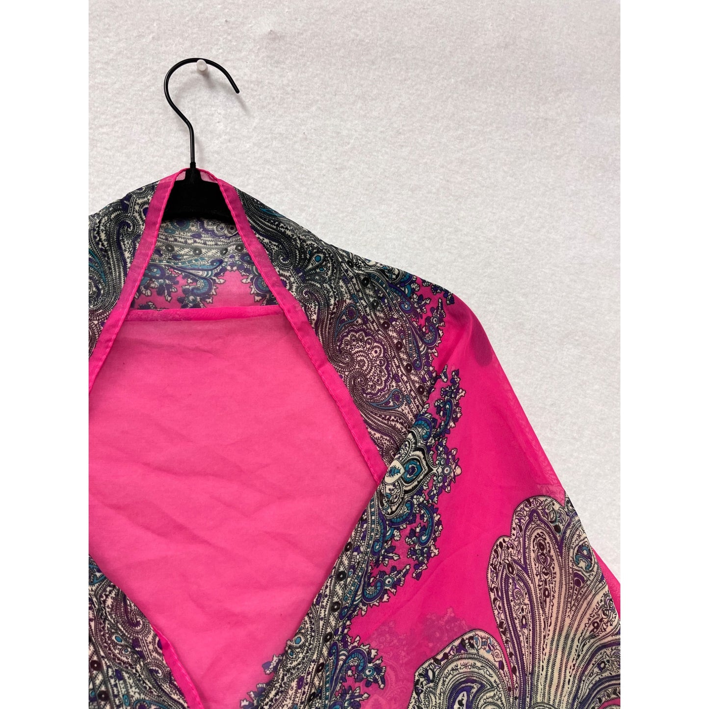 Womens Paisley Print Pink & Gold Lightweight Silky Scarf #8073