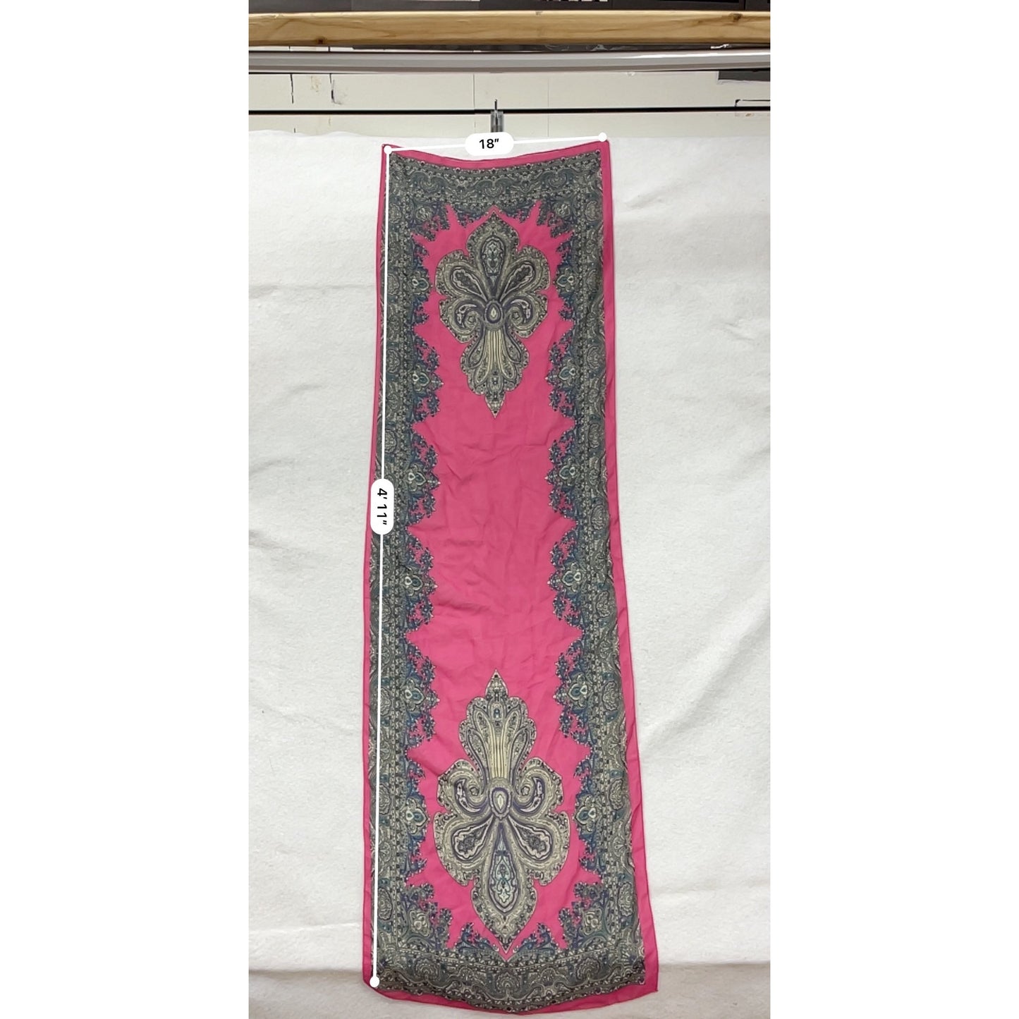 Womens Paisley Print Pink & Gold Lightweight Silky Scarf #8073