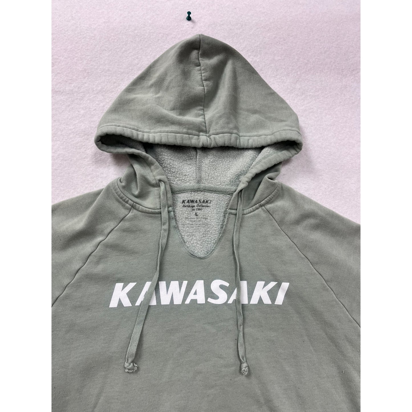 Kawasaki Womens Sage Green Hoodie Sweatshirt #6243