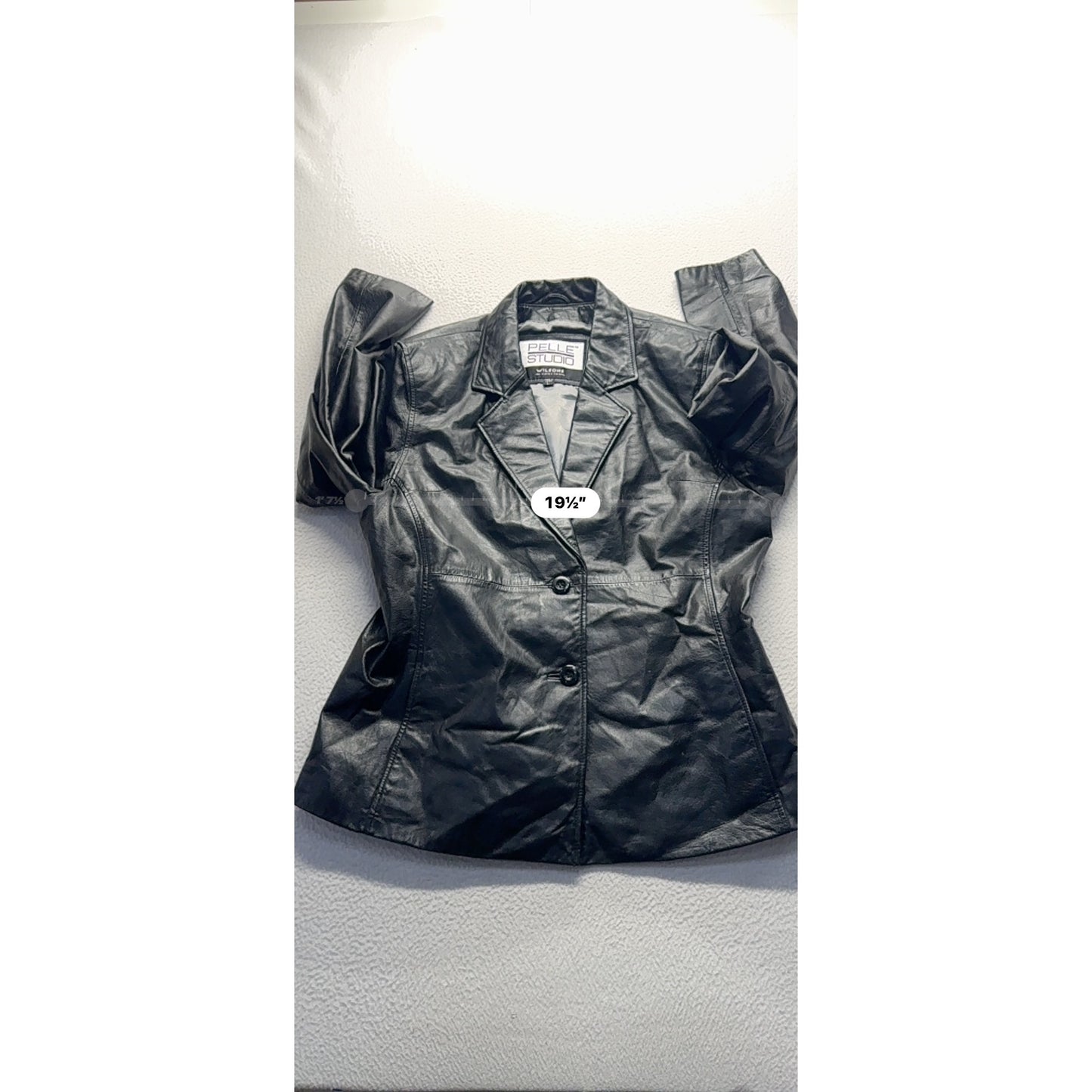 Pelle Studio Wilsons Leather Blazer Jacket Black Button-Up Size L Vintage #9359