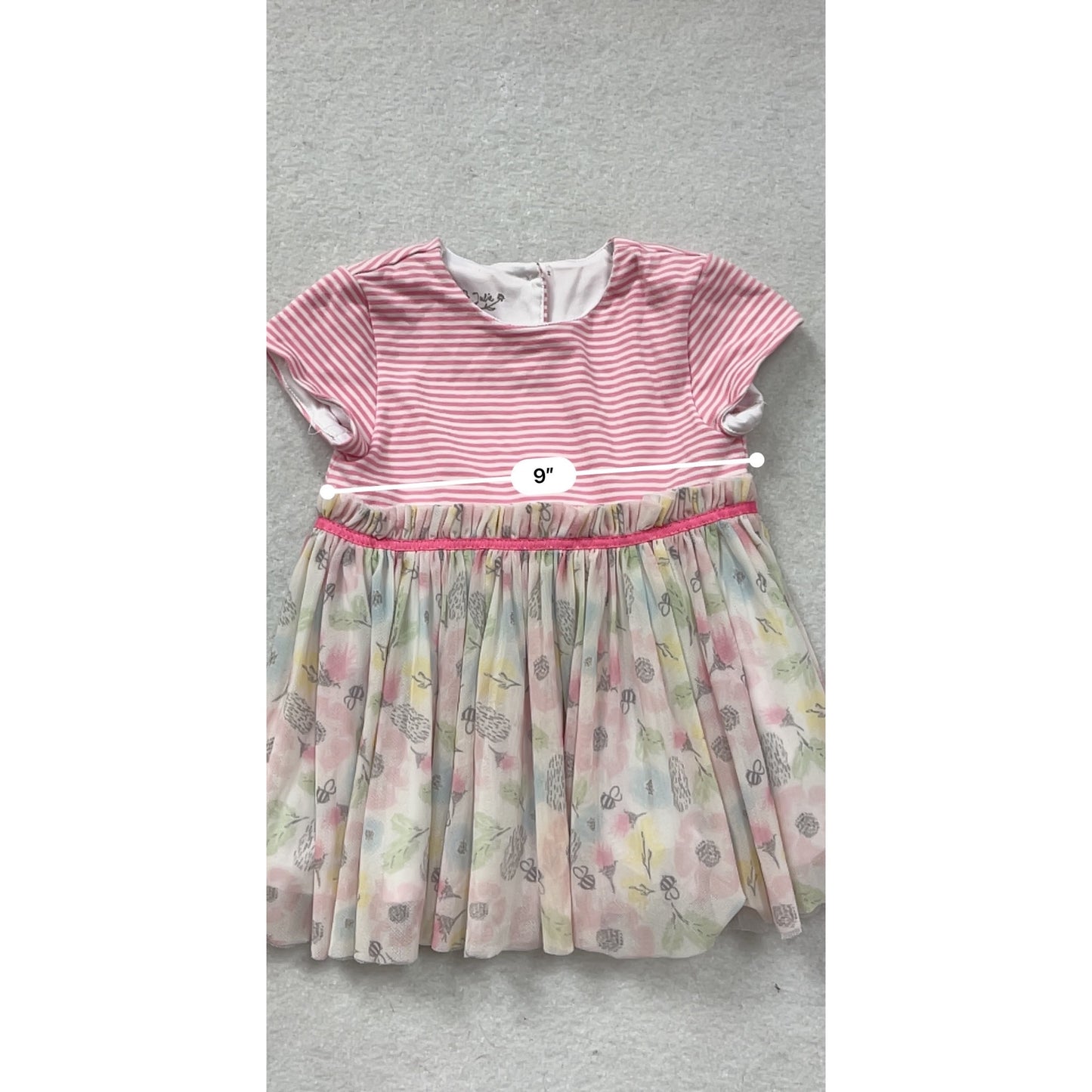 Pippa & Julie Pink Striped & Floral Dress 24M #8486