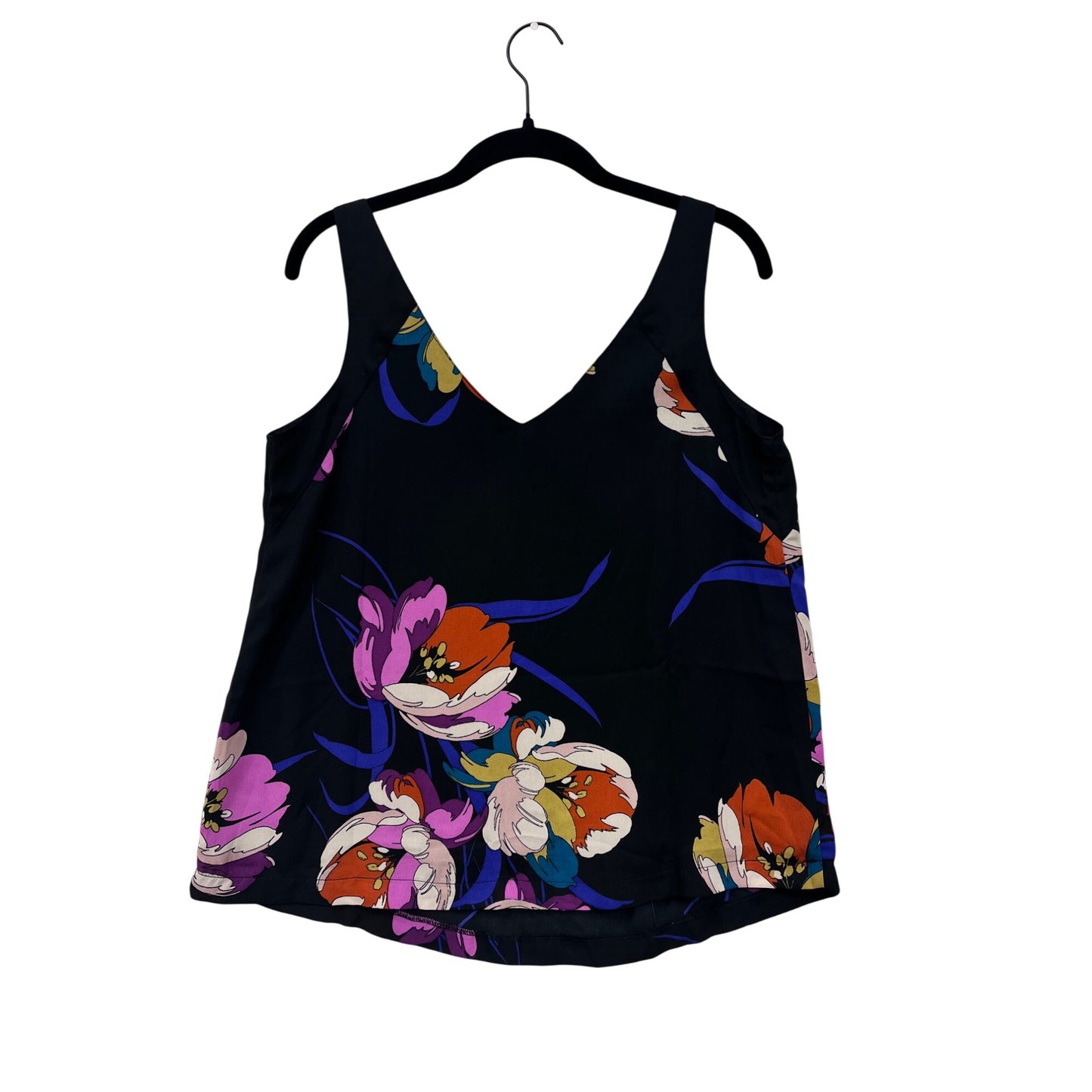 Floral Print Peyton Jensen Womens Sleeveless V-Neck Tank Top Black #6489