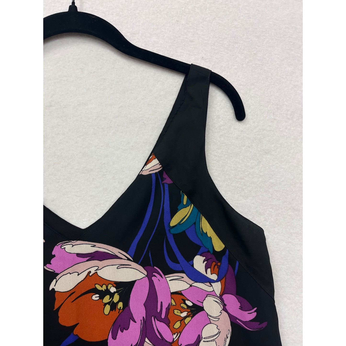 Floral Print Peyton Jensen Womens Sleeveless V-Neck Tank Top Black #6489