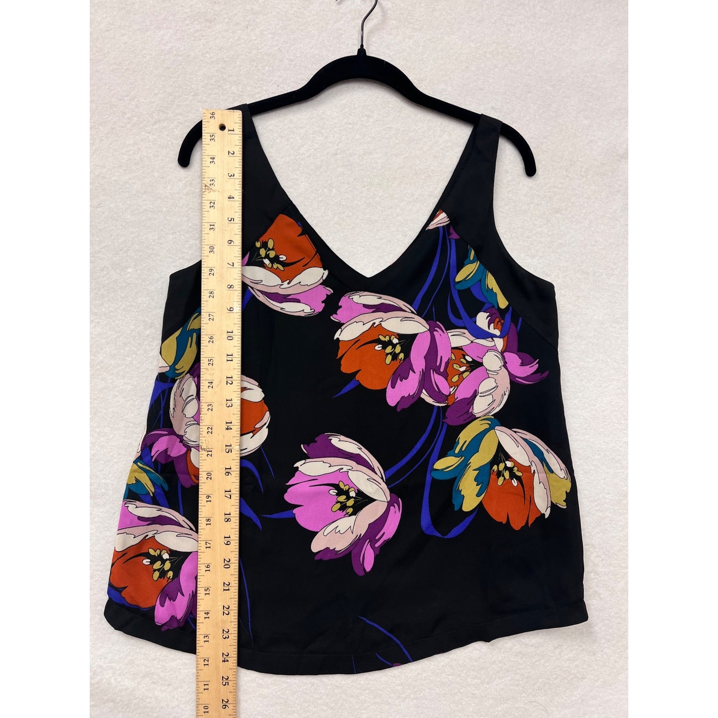 Floral Print Peyton Jensen Womens Sleeveless V-Neck Tank Top Black #6489