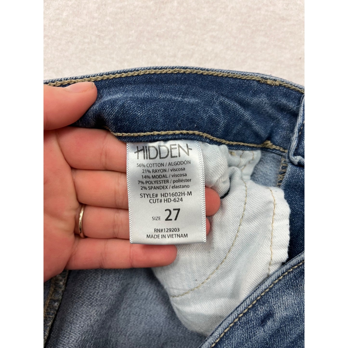 Hidden Womens Frayed Hem Blue Denim Jeans Size 27 (US 4) #6752