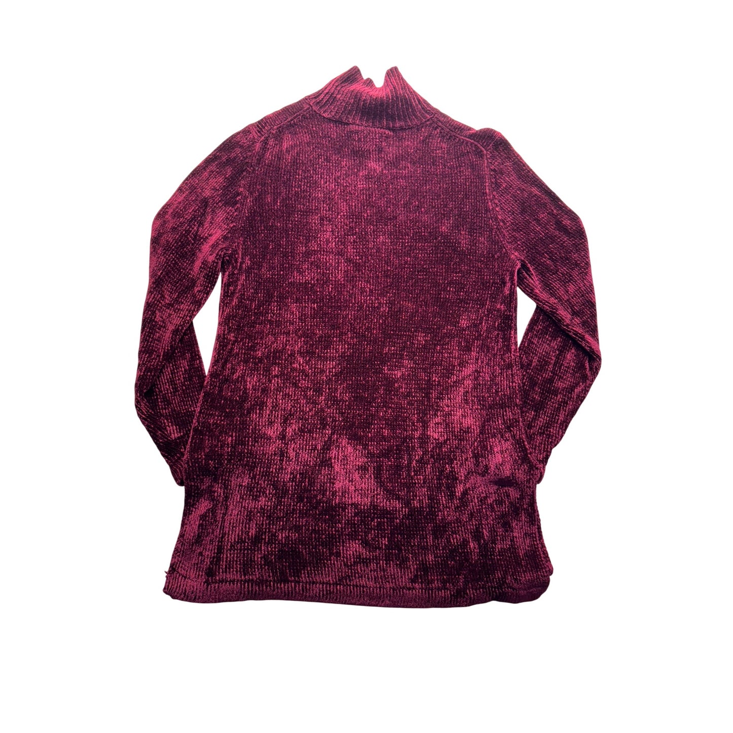 VTG Chicos Design Burgundy Velvet Turtleneck Sweater Size 1 #7980