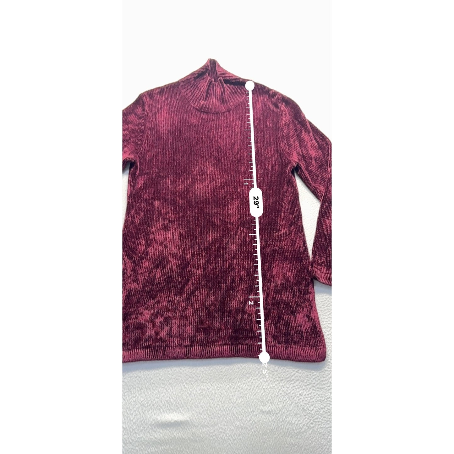 VTG Chicos Design Burgundy Velvet Turtleneck Sweater Size 1 #7980