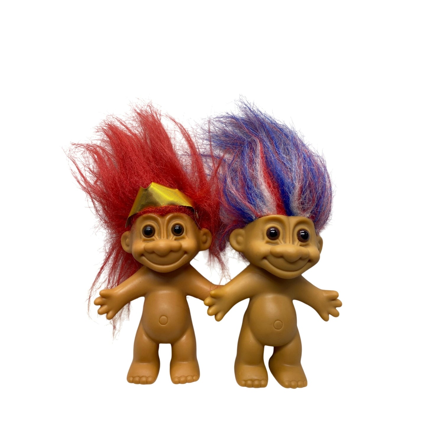 Vintage Russ Troll Dolls With Red & Red/White/Blue Hair 2-Piece #7270