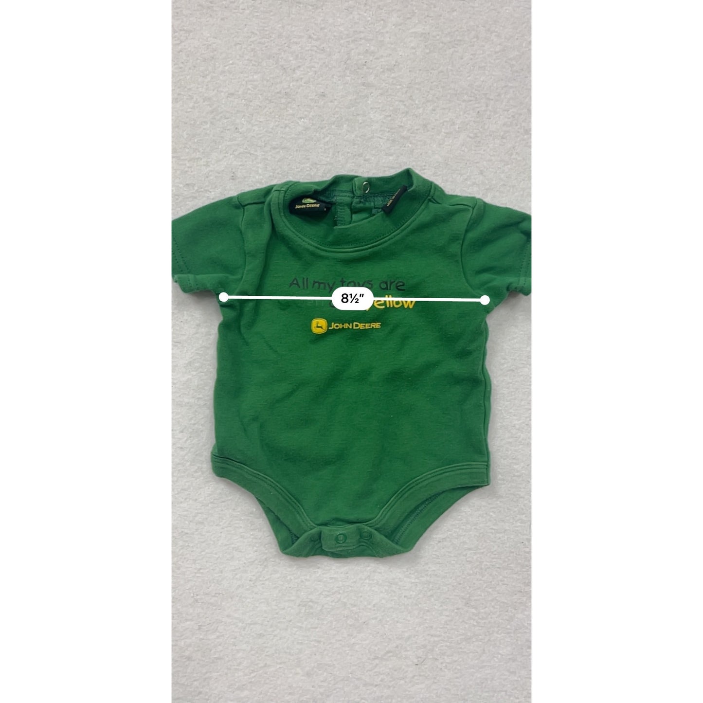 John Deere Baby Bodysuit 0/3M All My Toys Are Green & Yellow #8623